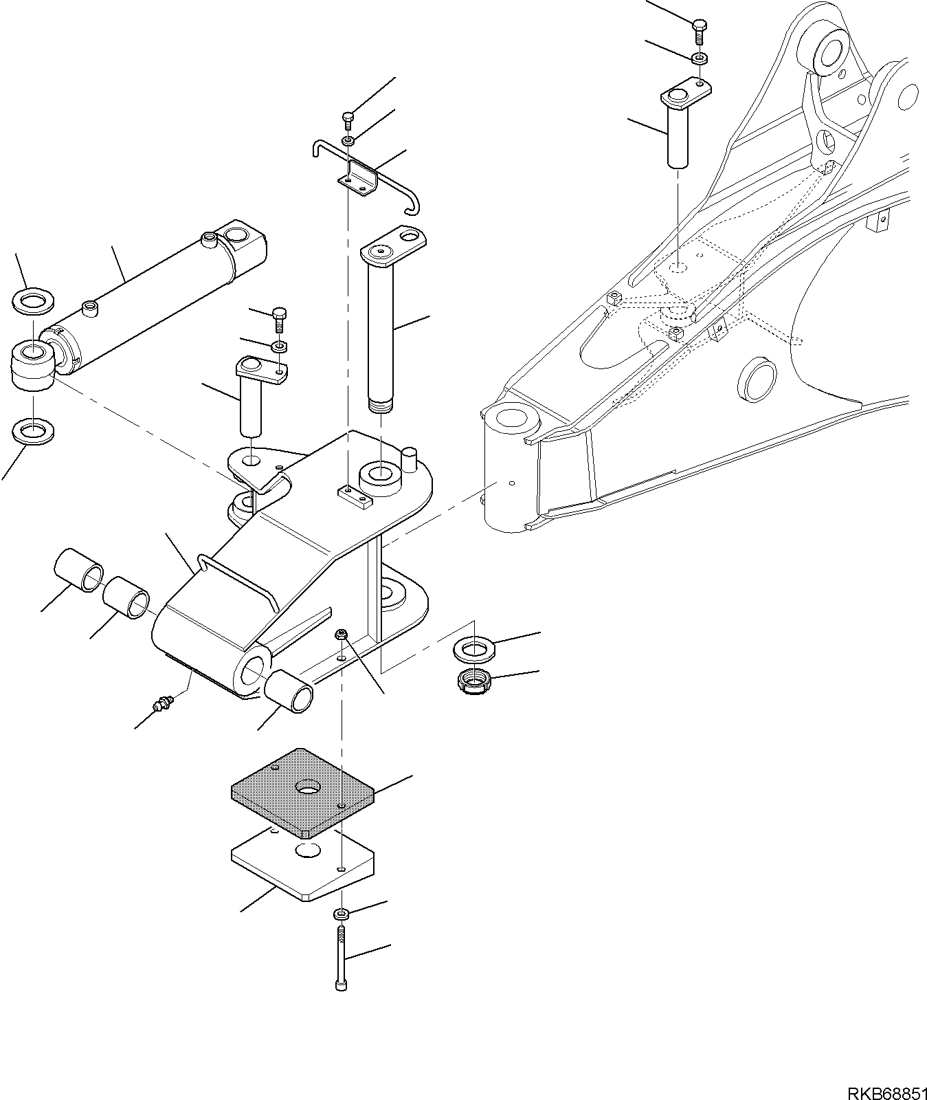 Komatsu parts book diagram for WB93S-5E0 S/N F20466- UP: SIDE DIGGING BOOM (2/2)