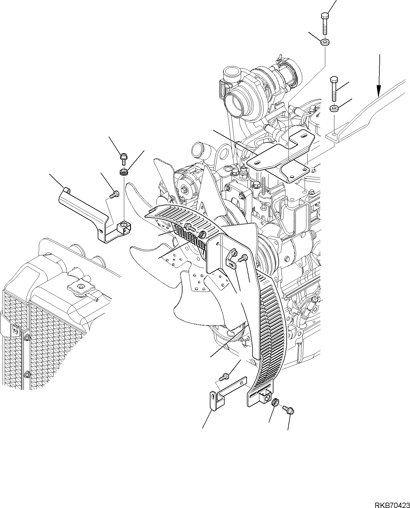 Backhoeloaders Komatsu / WB97R-5E0 S/N F80211 - UP(WB97R5E1) / FAN GUARD (FOR AIR CONDITIONER)(B-1230 : 1230)