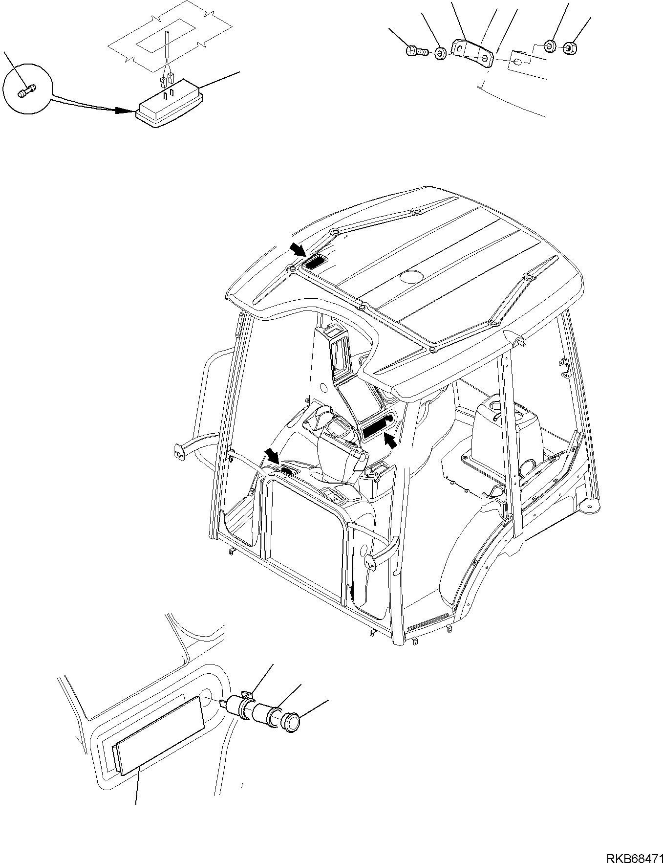 Backhoeloaders Komatsu / WB97R-5E0 S/N F80211 - UP(WB97R5E1) / ELECTRICAL SYSTEM (CAB EQUIPMENT)(B-1580 : 1580)