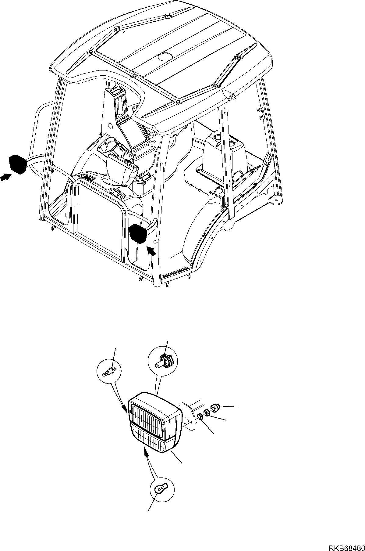 Backhoeloaders Komatsu / WB97R-5E0 S/N F80211 - UP(WB97R5E1) / ELECTRICAL SYSTEM (FRONT LIGHT)(B-1582 : 1582)