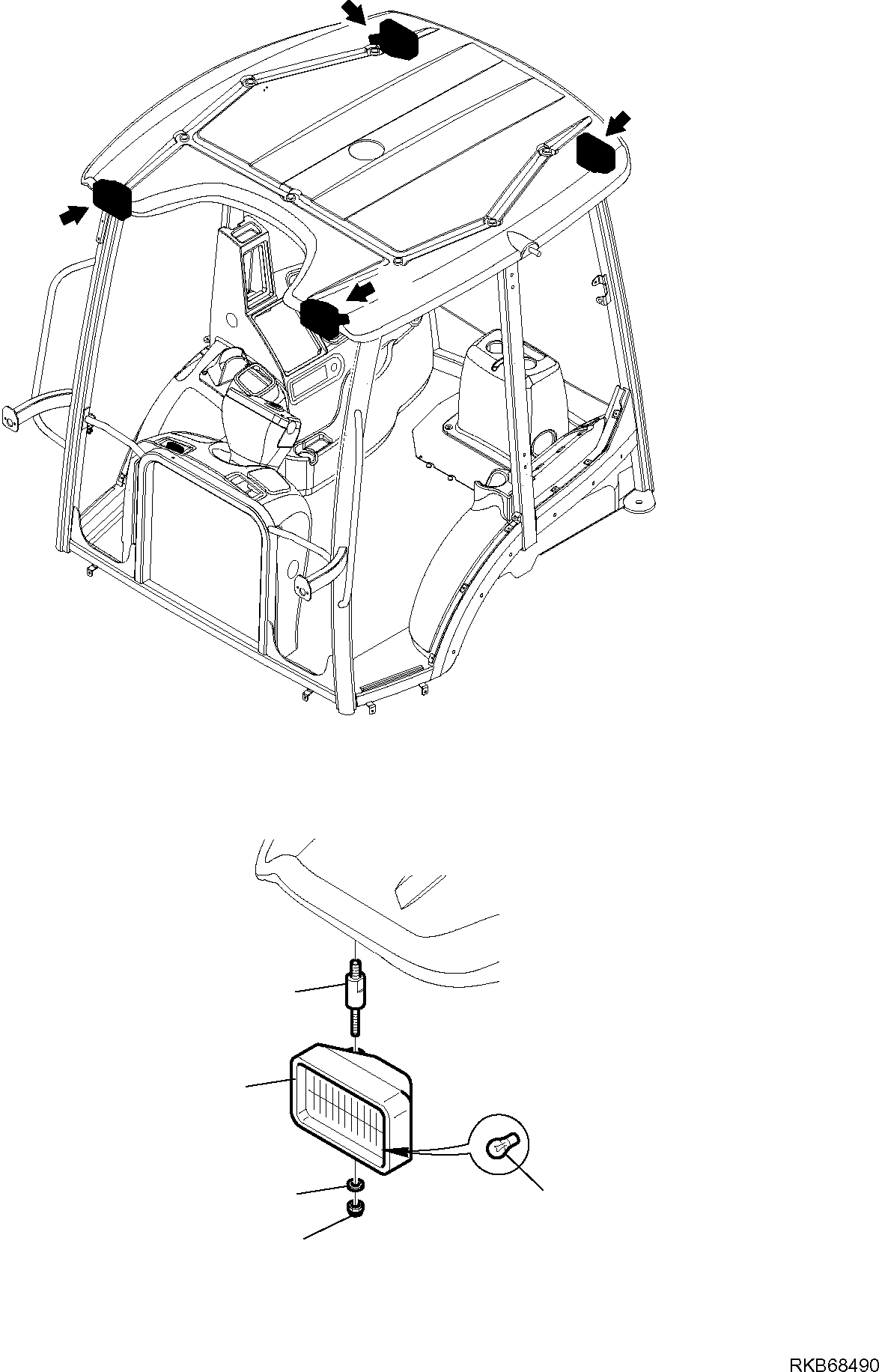 Backhoeloaders Komatsu / WB97R-5E0 S/N F80211 - UP(WB97R5E1) / ELECTRICAL SYSTEM (WORK LIGHT)(B-1584 : 1584)
