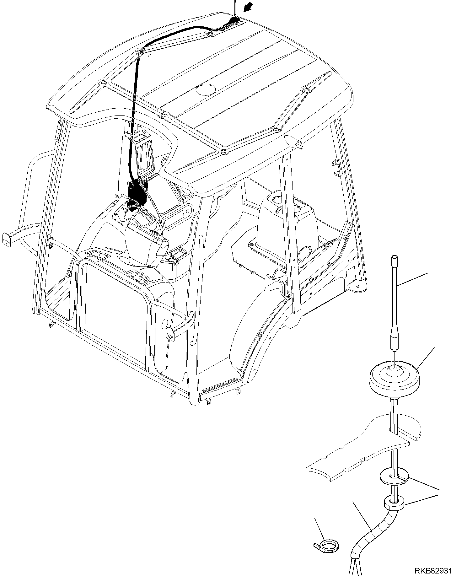 Backhoeloaders Komatsu / WB97R-5E0 S/N F80211 - UP(WB97R5E1) / ELECTRICAL SYSTEM (KOMTRAX LINE) (FOR CAB) (1/2)(B-1590 : 1590)