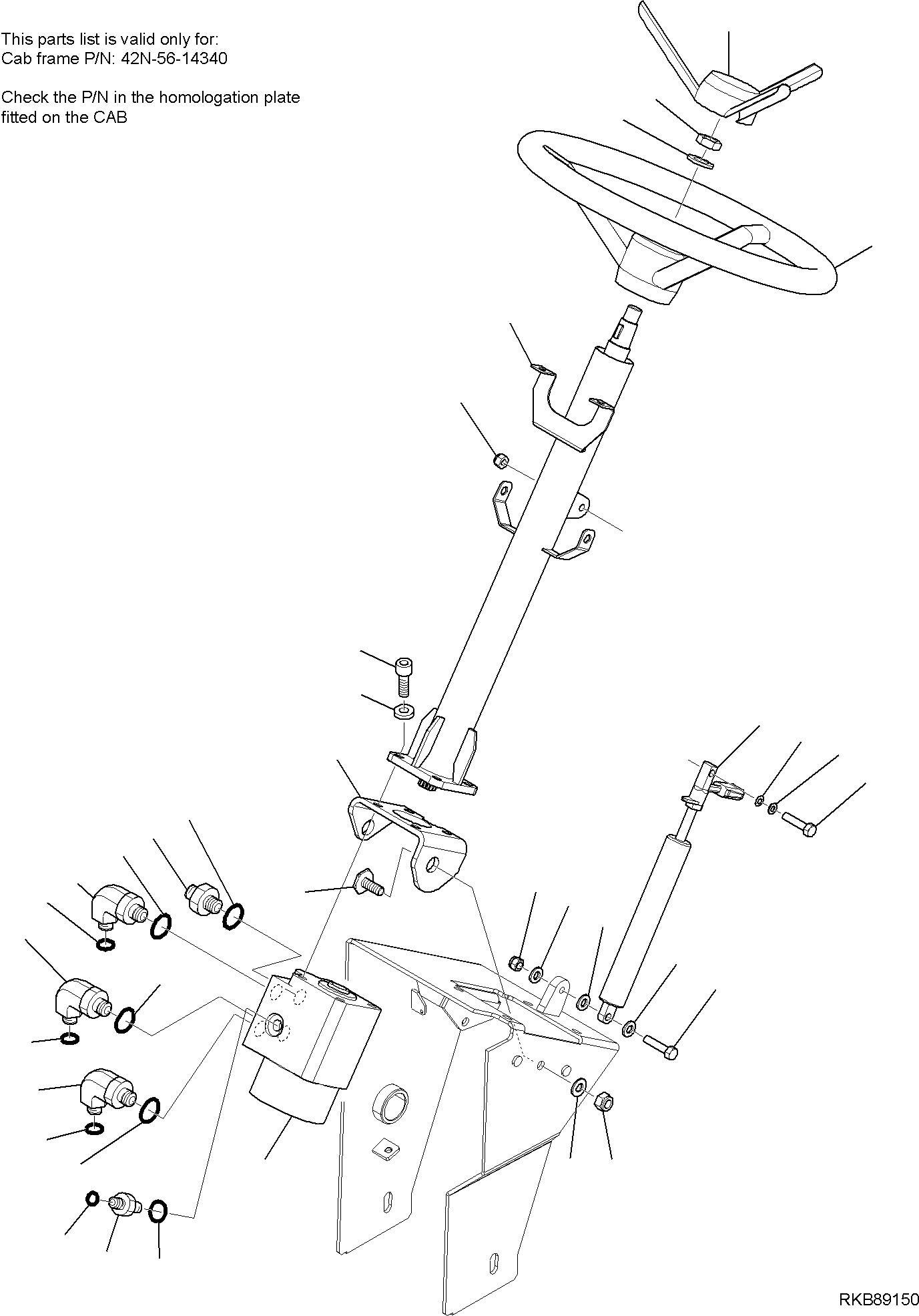 Backhoeloaders Komatsu / WB97R-5E0 S/N F80211 - UP(WB97R5E1) / STEERING WHEEL, COLUMN AND UNIT(D-4101 : 4101)