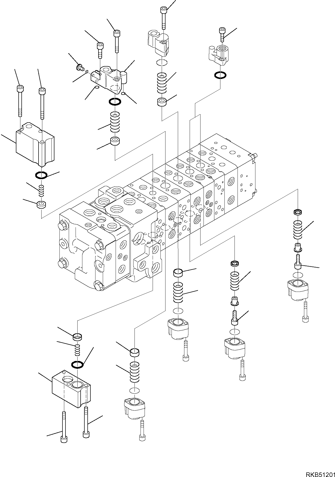 Backhoeloaders Komatsu / WB97R-5E0 S/N F80211 - UP(WB97R5E1) / 10-SPOOL CONTROL VALVE (8/16)(F-6274 : 6274)