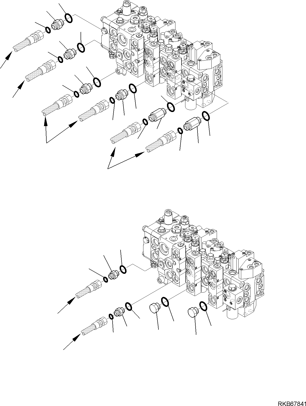 Backhoeloaders Komatsu / WB97R-5E0 S/N F80211 - UP(WB97R5E1) / CONTROL VALVE (2/3)(F-6387 : 6387)