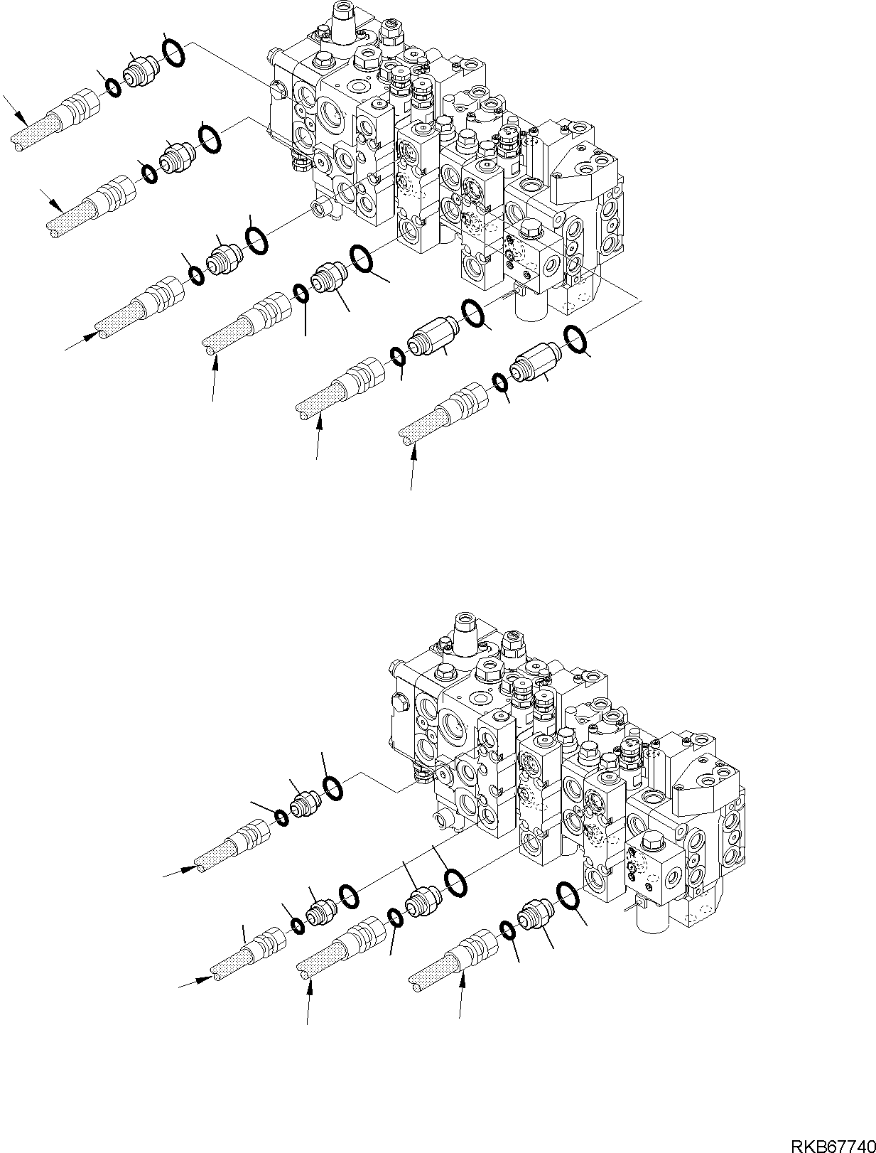 Backhoeloaders Komatsu / WB97R-5E0 S/N F80211 - UP(WB97R5E1) / CONTROL VALVE (WITH TELESCOPIC ARM) (2/3)(F-6388 : 6388)