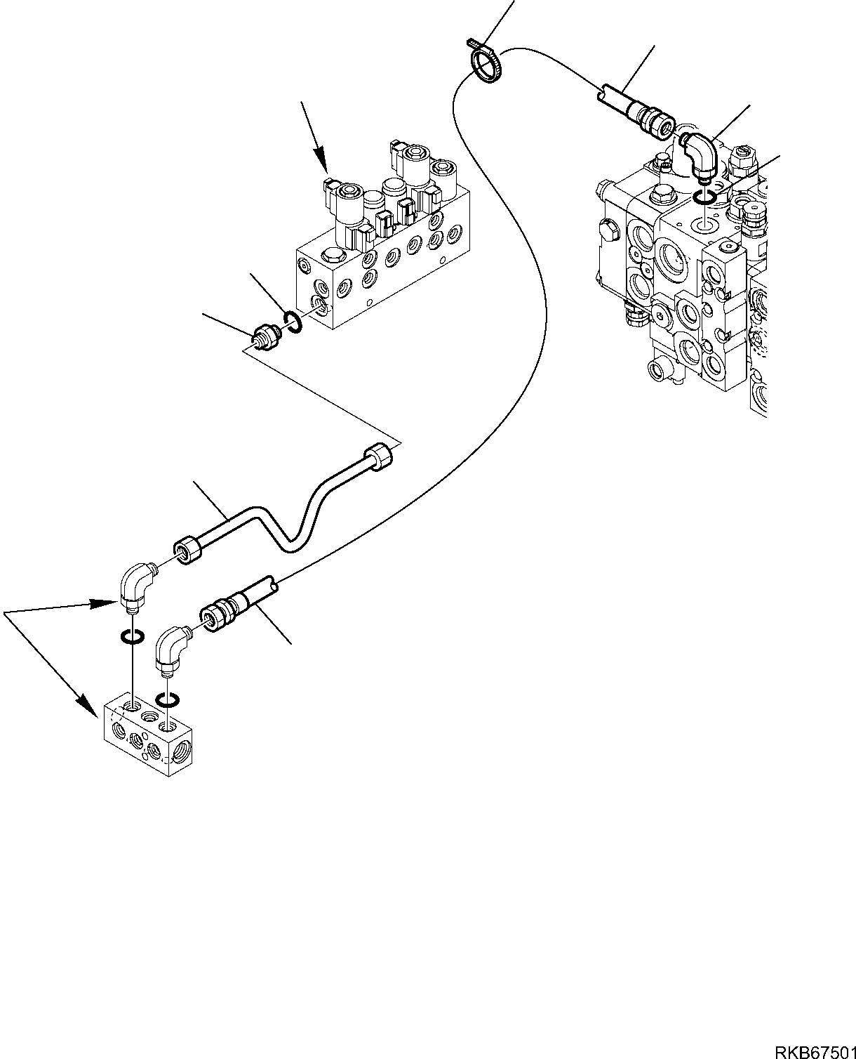 Backhoeloaders Komatsu / WB97R-5E0 S/N F80211 - UP(WB97R5E1) / HYDRAULIC PIPING (SERVOCONTROL RETURN LINE) (1/3)(F-6440 : 6440)