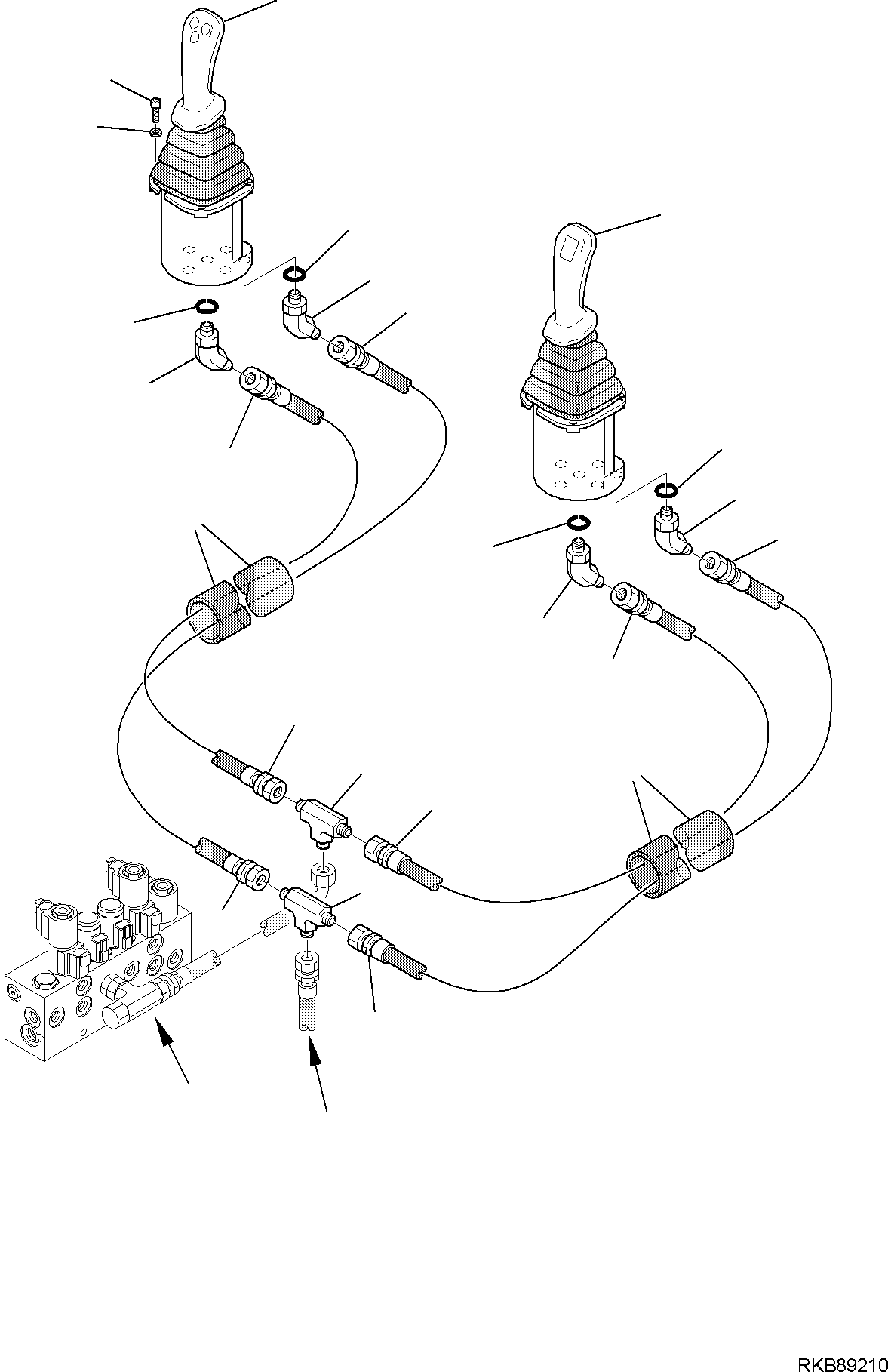 Backhoeloaders Komatsu / WB97R-5E0 S/N F80211 - UP(WB97R5E1) / HYDRAULIC PIPING (SERVOCONTROL DELIVERY AND RETURN LINE) (BACKHOE LINE) (WITH BACKHOE PATTERN CHANGE)(F-6454 : 6454)