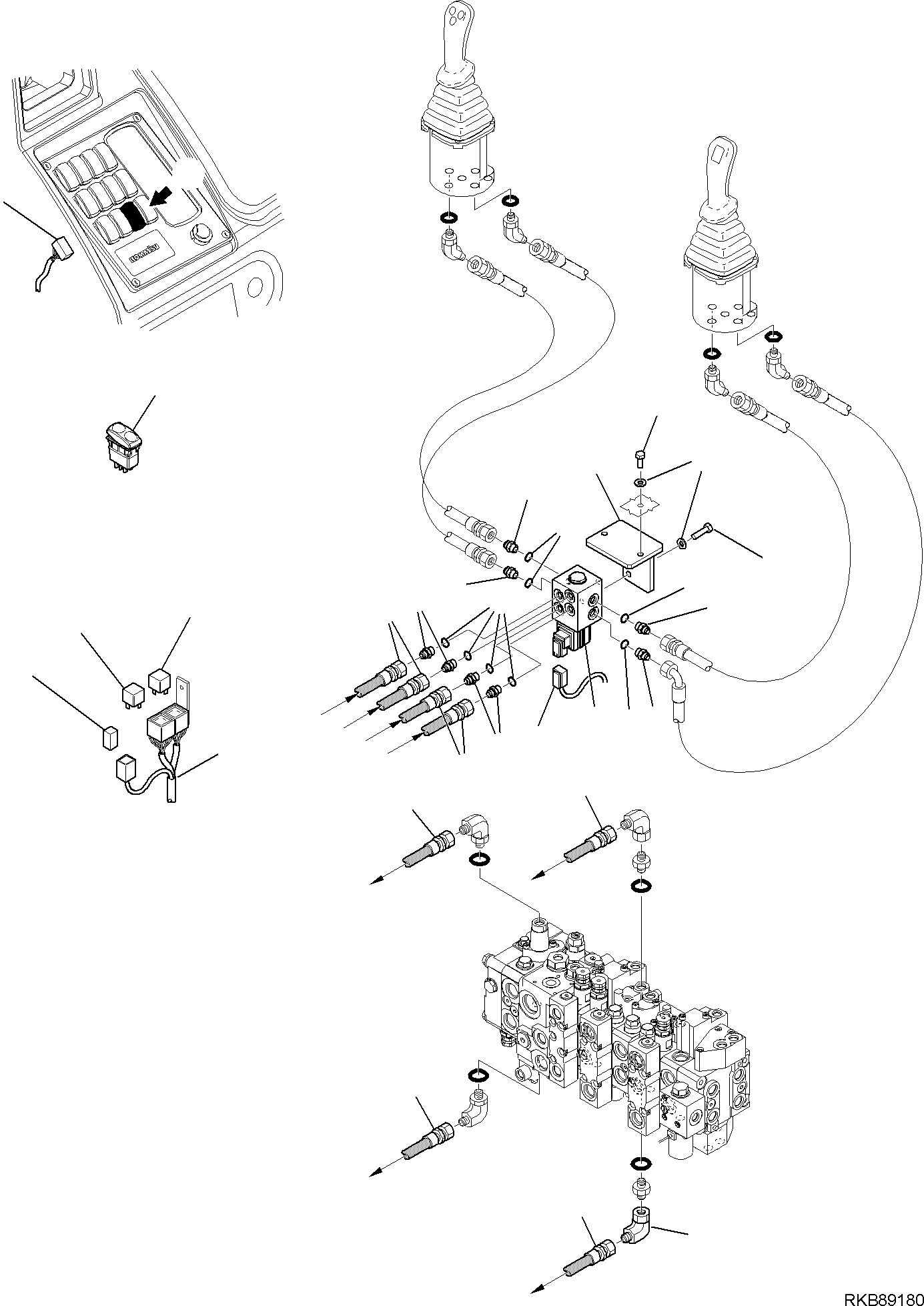 Backhoeloaders Komatsu / WB97R-5E0 S/N F80211 - UP(WB97R5E1) / HYDRAULIC PIPING (SERVOCONTROL LINE) (BACKHOE PATTERN CHANGE)(F-6460 : 6460)