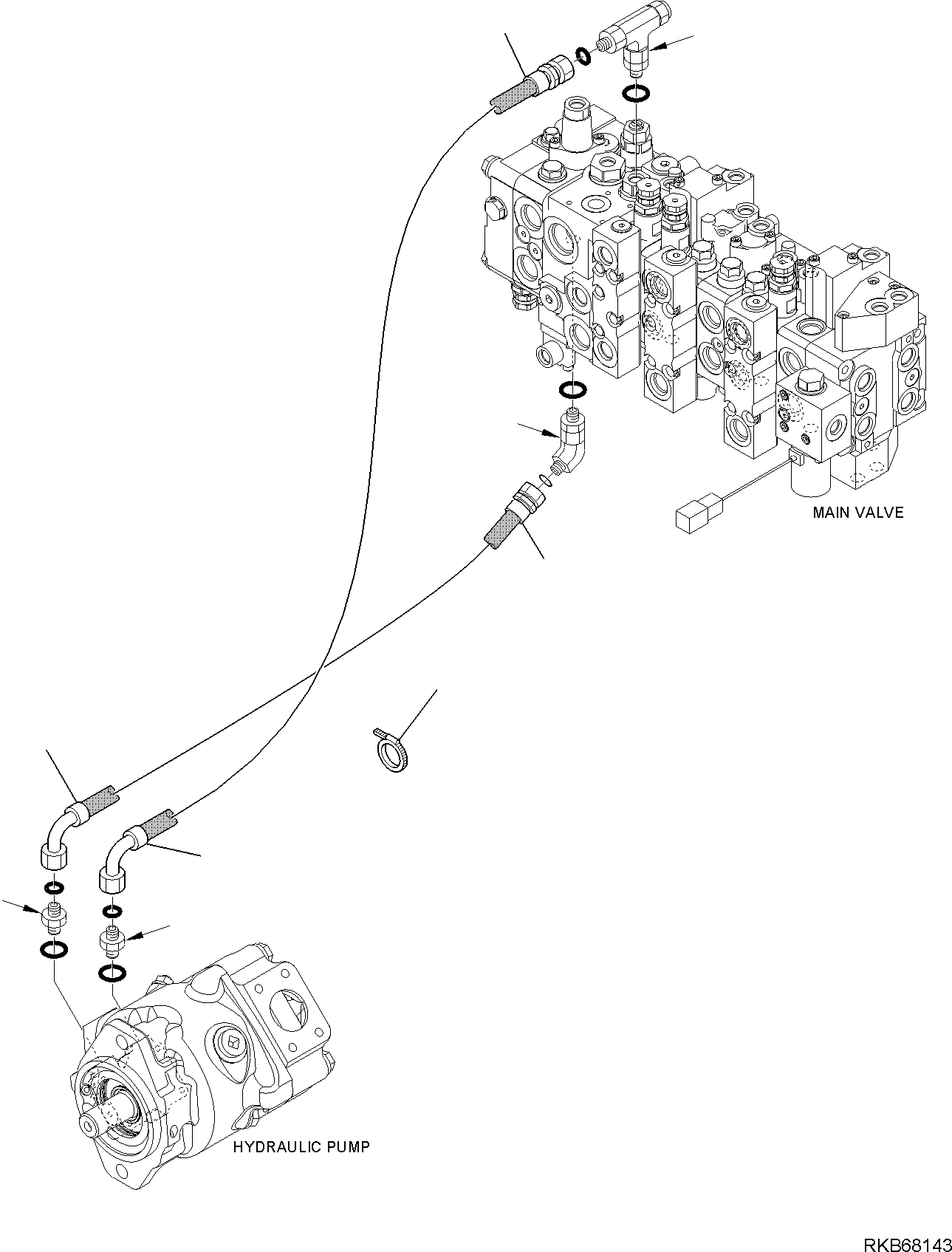 Backhoeloaders Komatsu / WB97R-5E0 S/N F80211 - UP(WB97R5E1) / HYDRAULIC PIPING (LOAD SENSING) (2/2)(F-6472 : 6472)