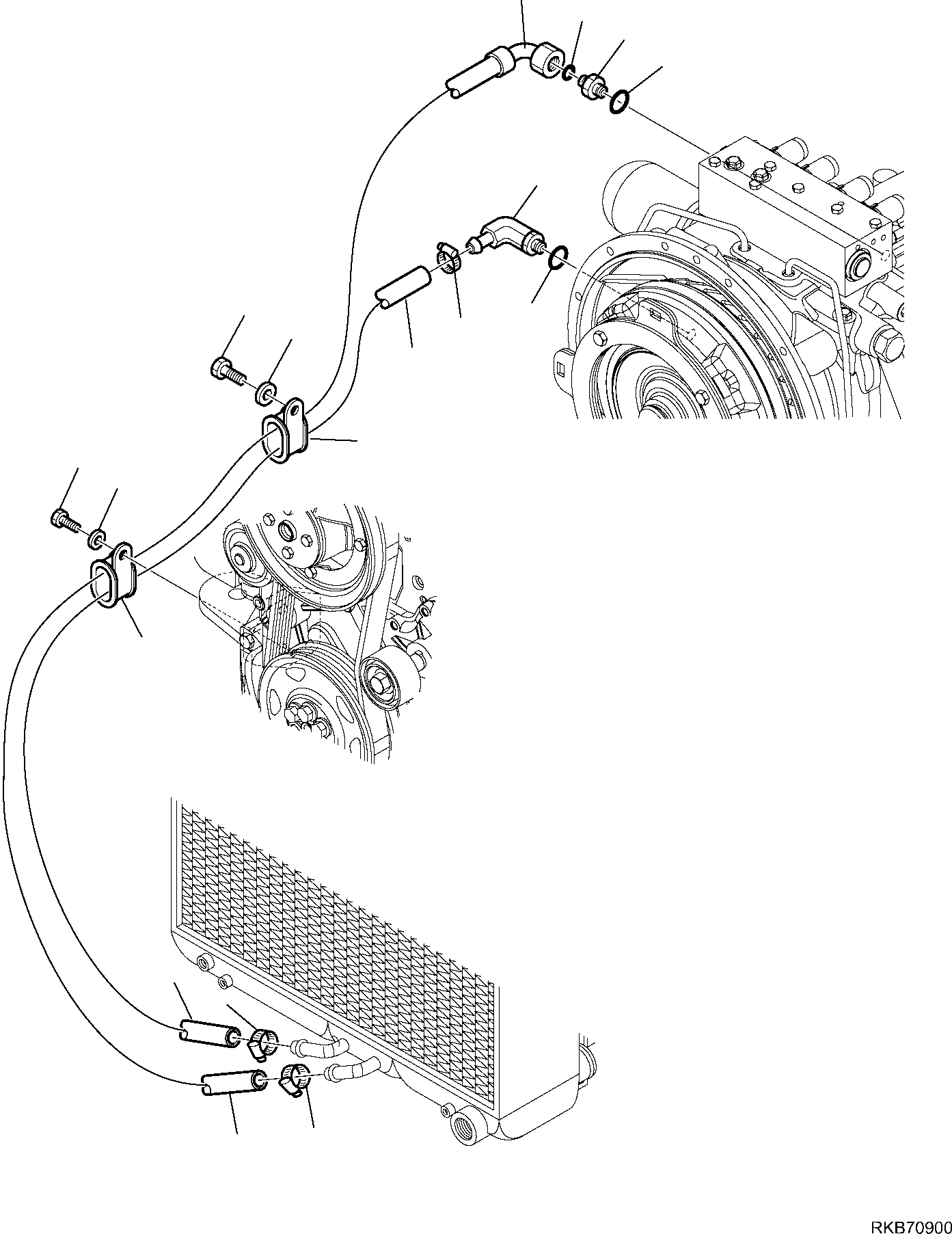 Backhoeloaders Komatsu / WB97R-5E0 S/N F80211 - UP(WB97R5E1) / HYDRAULIC PIPING (TRANSMISSION OIL COOLER LINE)(F-6530 : 6530)