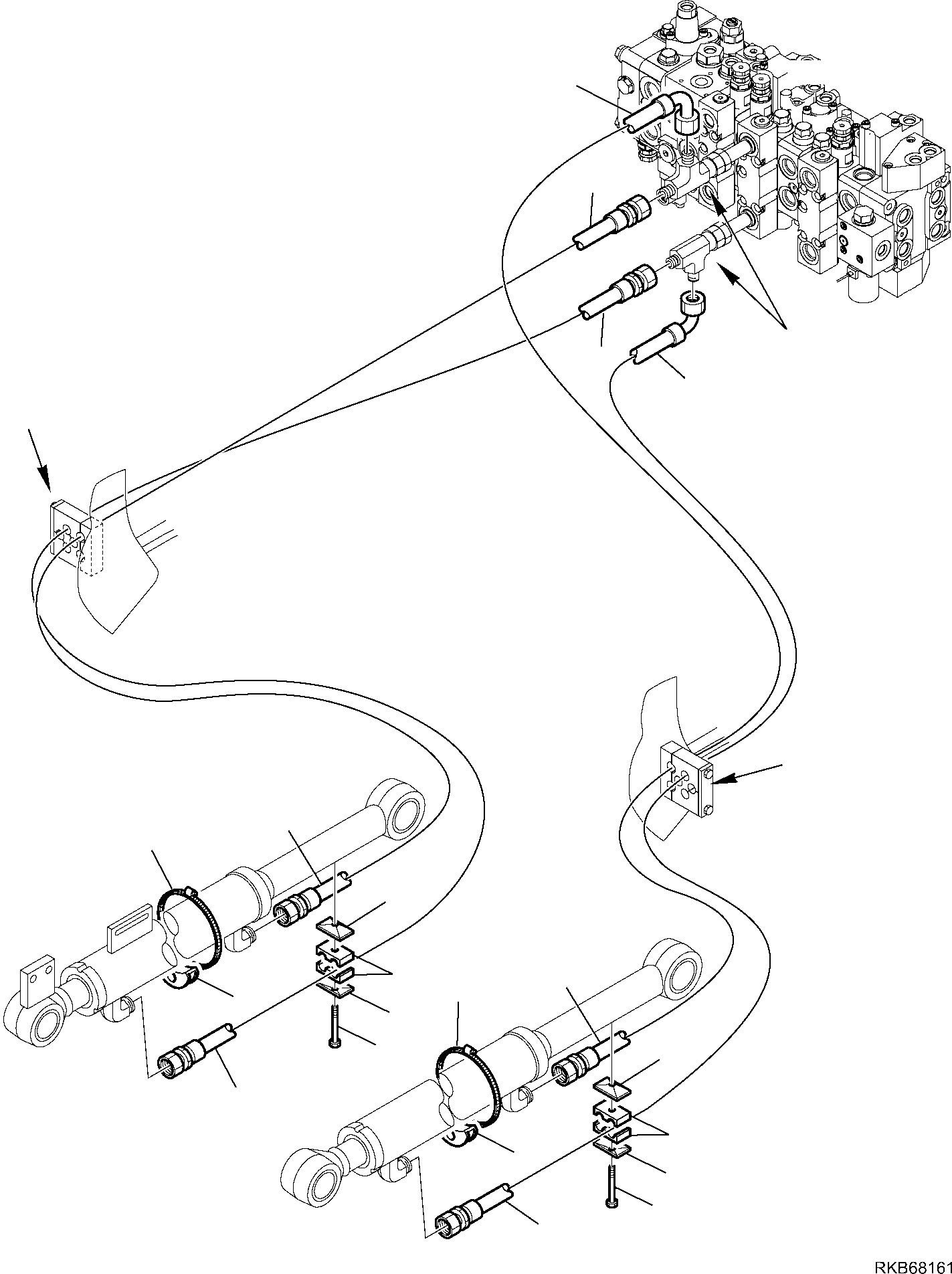 Backhoeloaders Komatsu / WB97R-5E0 S/N F80211 - UP(WB97R5E1) / HYDRAULIC PIPING (SHOVEL TIPPING CYLINDER)(F-6610 : 6610)