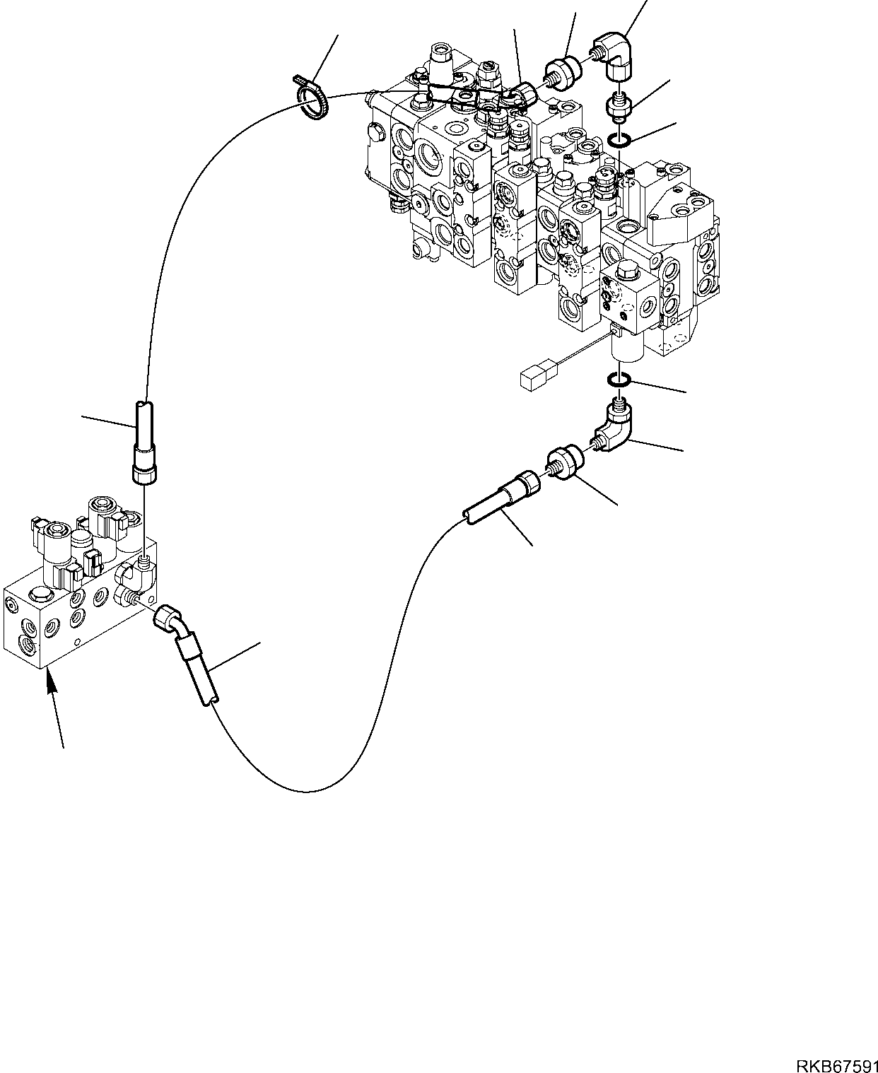 Backhoeloaders Komatsu / WB97R-5E0 S/N F80211 - UP(WB97R5E1) / HYDRAULIC PIPING (SERVOCONTROL LINE) (BUCKET 4 IN 1 LINE)(F-6620 : 6620)