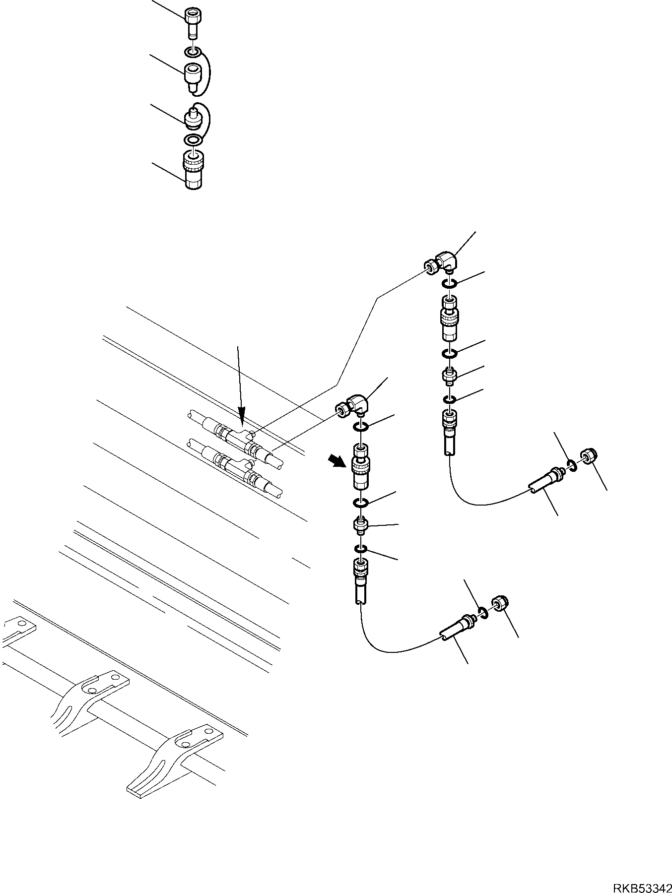 Backhoeloaders Komatsu / WB97R-5E0 S/N F80211 - UP(WB97R5E1) / HYDRAULIC PIPING (BUCKET 4 IN 1 LINE) (FAST COUPLING) (3/3)(F-6645 : 6645)