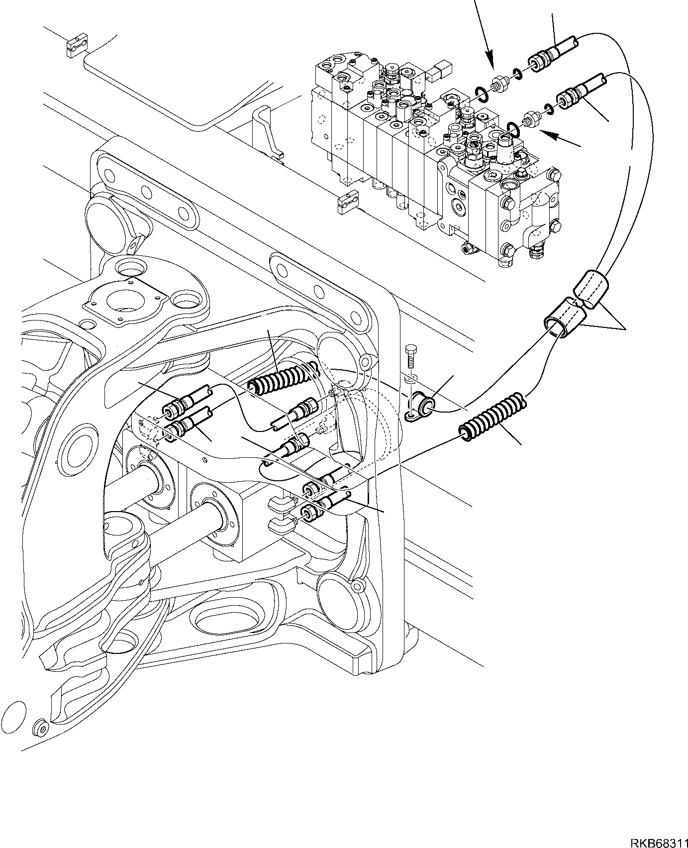 Backhoeloaders Komatsu / WB97R-5E0 S/N F80211 - UP(WB97R5E1) / HYDRAULIC PIPING (BOOM SWING CYLINDER LINE)(F-6700 : 6700)