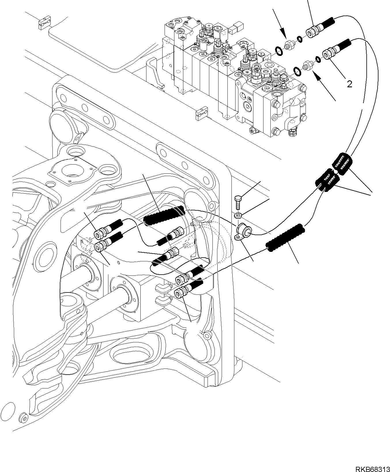 Backhoeloaders Komatsu / WB97R-5E0 S/N F80211 - UP(WB97R5E1) / HYDRAULIC PIPING (BOOM SWING CYLINDER LINE)(F-6701 : 6701)