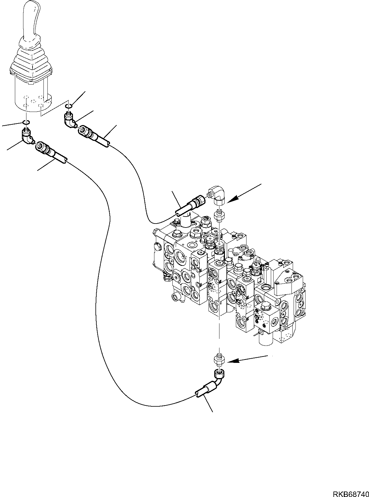 Backhoeloaders Komatsu / WB97R-5E0 S/N F80211 - UP(WB97R5E1) / HYDRAULIC PIPING (SERVOCONTROL LINE) (BOOM SWING CYLINDER LINE)(F-6705 : 6705)