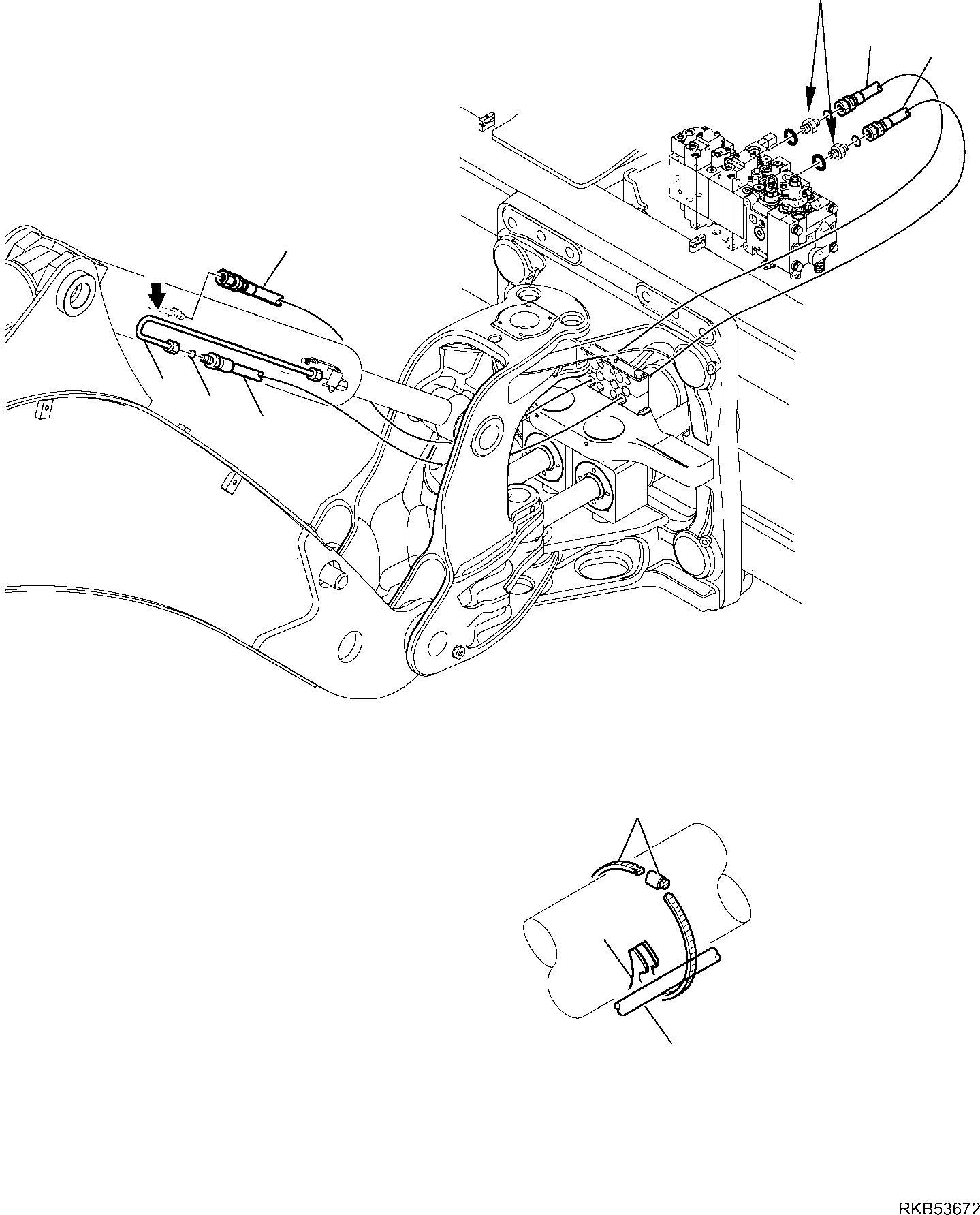 Backhoeloaders Komatsu / WB97R-5E0 S/N F80211 - UP(WB97R5E1) / HYDRAULIC PIPING (BOOM LINE) (SAFETY VALVE) (1/2)(F-6727 : 6727)