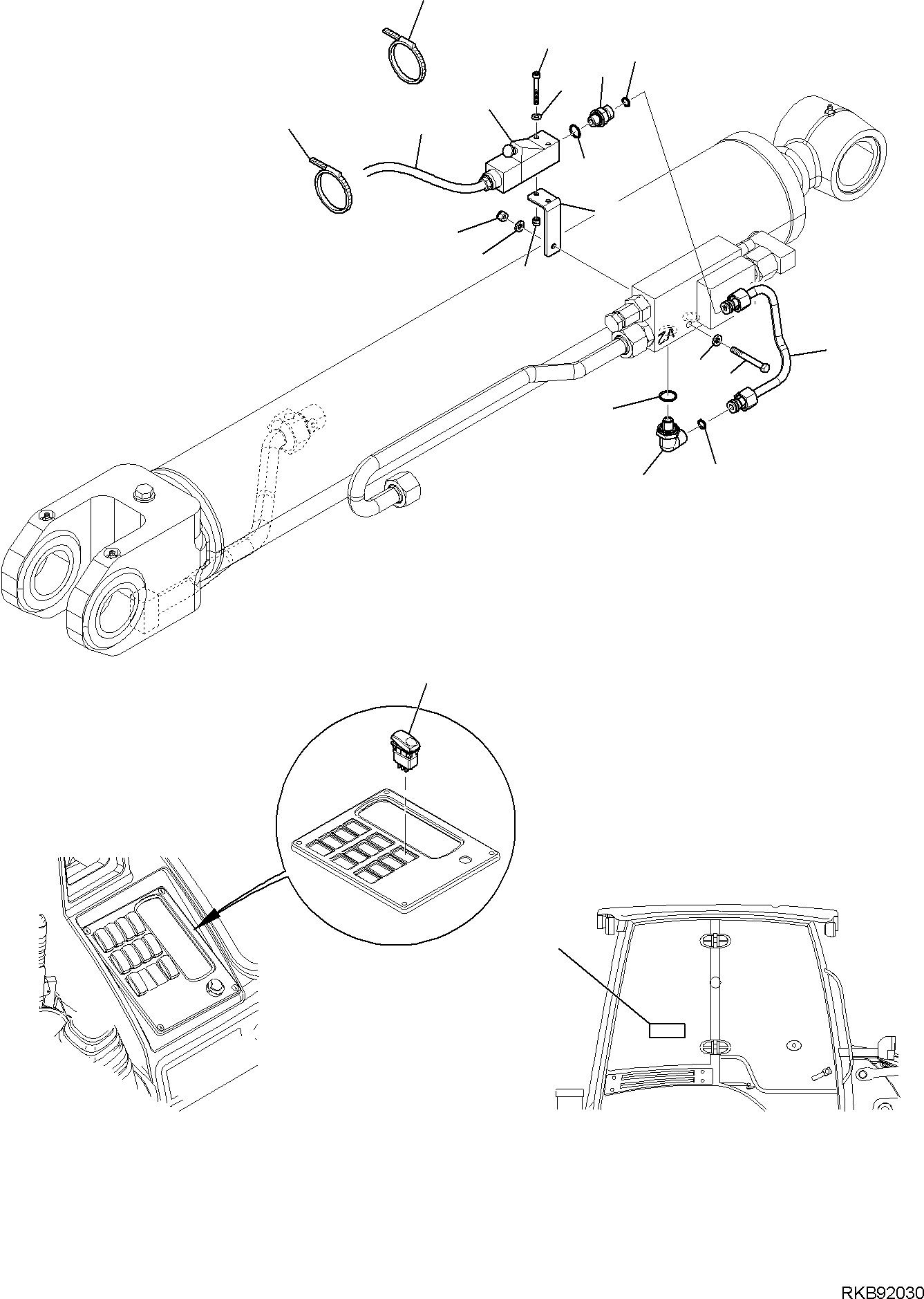 Backhoeloaders Komatsu / WB97R-5E0 S/N F80211 - UP(WB97R5E1) / HYDRAULIC PIPING (BOOM LINE) (OVERLOAD ALARM)(F-6730 : 6730)