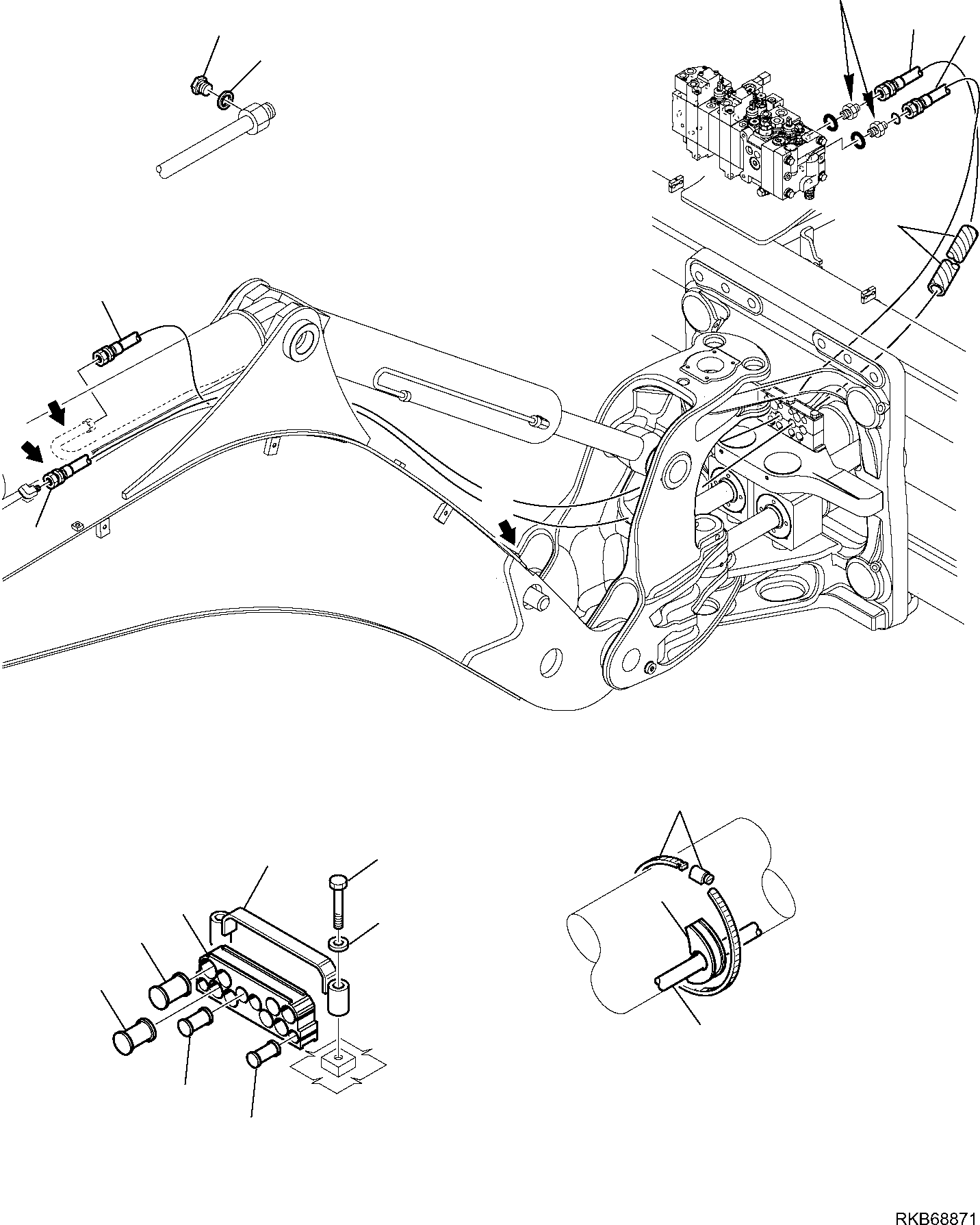 Backhoeloaders Komatsu / WB97R-5E0 S/N F80211 - UP(WB97R5E1) / HYDRAULIC PIPING (ARM LINE)(F-6731 : 6731)