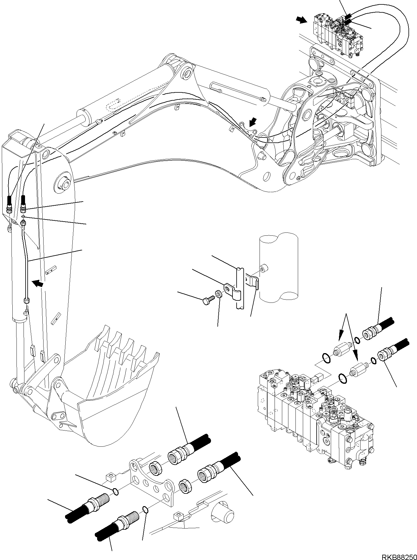 Backhoeloaders Komatsu / WB97R-5E0 S/N F80211 - UP(WB97R5E1) / HYDRAULIC PIPING (BUCKET LINE)(F-6744 : 6744)