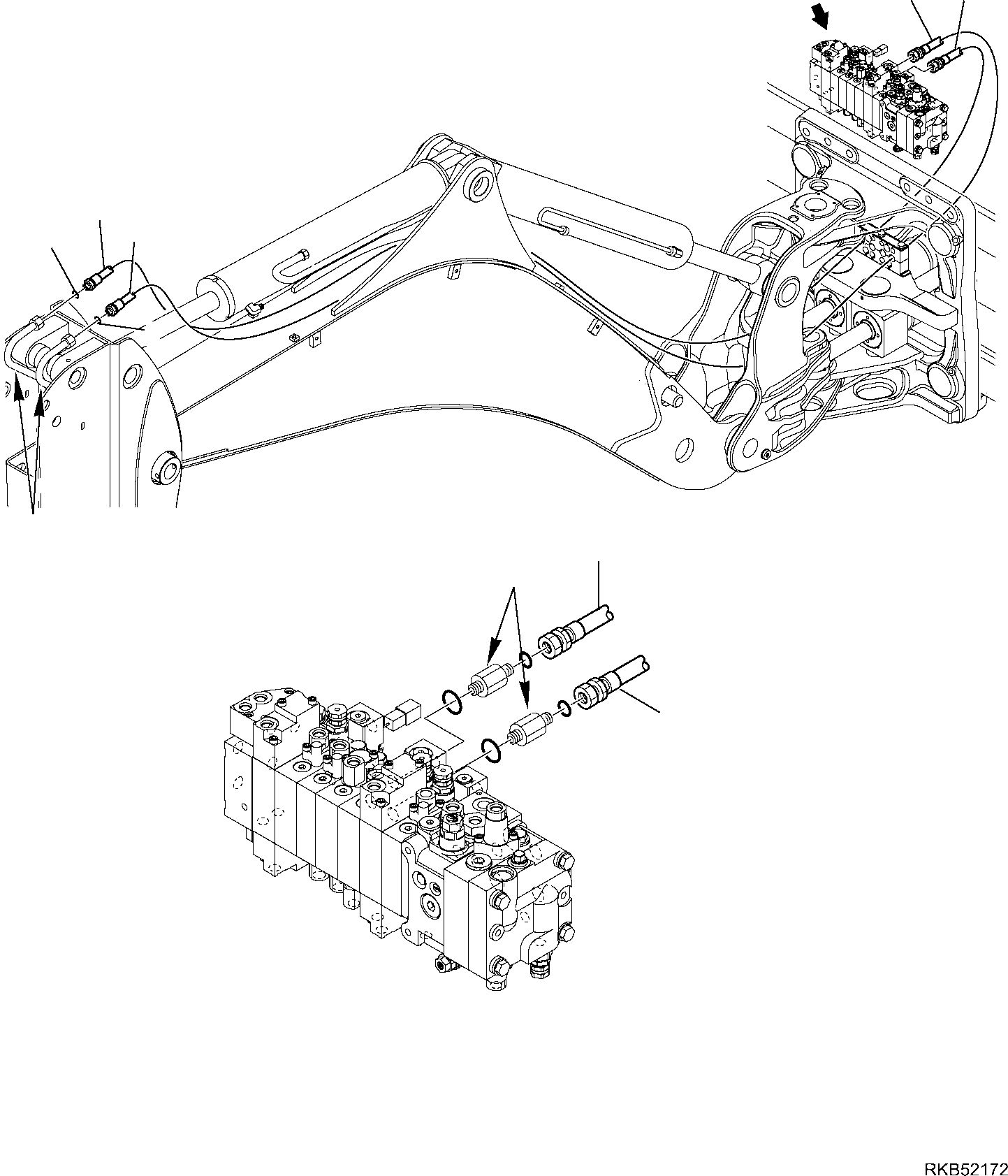 Backhoeloaders Komatsu / WB97R-5E0 S/N F80211 - UP(WB97R5E1) / HYDRAULIC PIPING (BUCKET LINE) (WITH TELESCOPIC ARM) (1/2)(F-6745 : 6745)