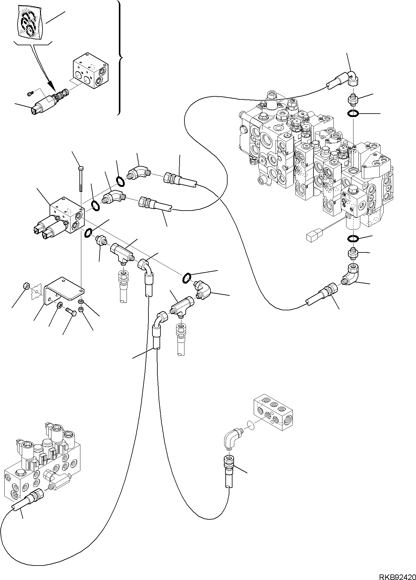 Backhoeloaders Komatsu / WB97R-5E0 S/N F80211 - UP(WB97R5E1) / HYDRAULIC PIPING (SERVOCONTROL LINE) (HAMMER AND TELESCOPIC ARM LINE) (2/2)(F-6788 : 6788)