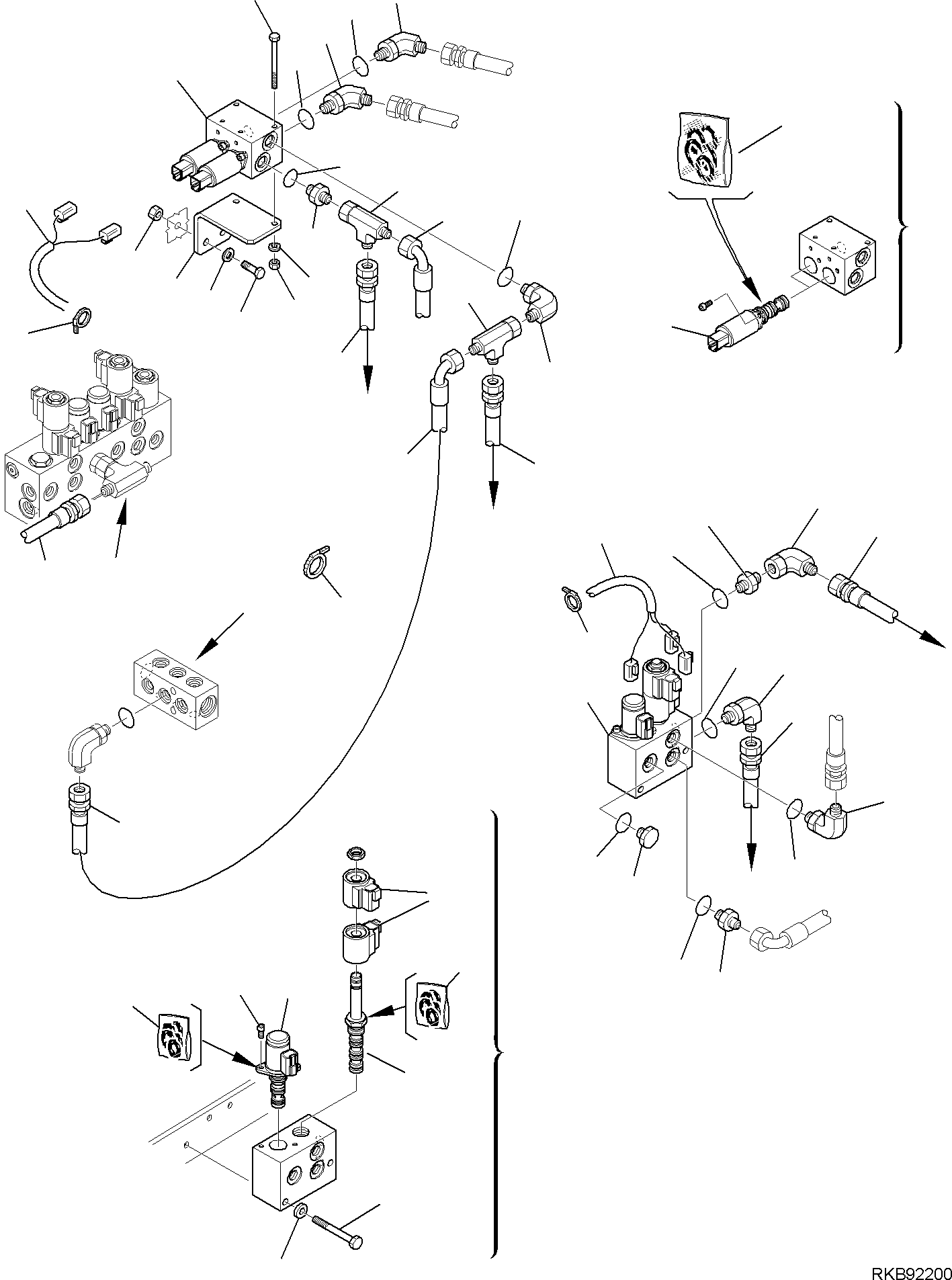 Backhoeloaders Komatsu / WB97R-5E0 S/N F80211 - UP(WB97R5E1) / HYDRAULIC PIPING (SERVOCONTROL LINE) (CUTTING AND ROTATING BUCKET) (WITH TELESCOPIC ARM LINE) (1/2)(F-6901 : 6901)