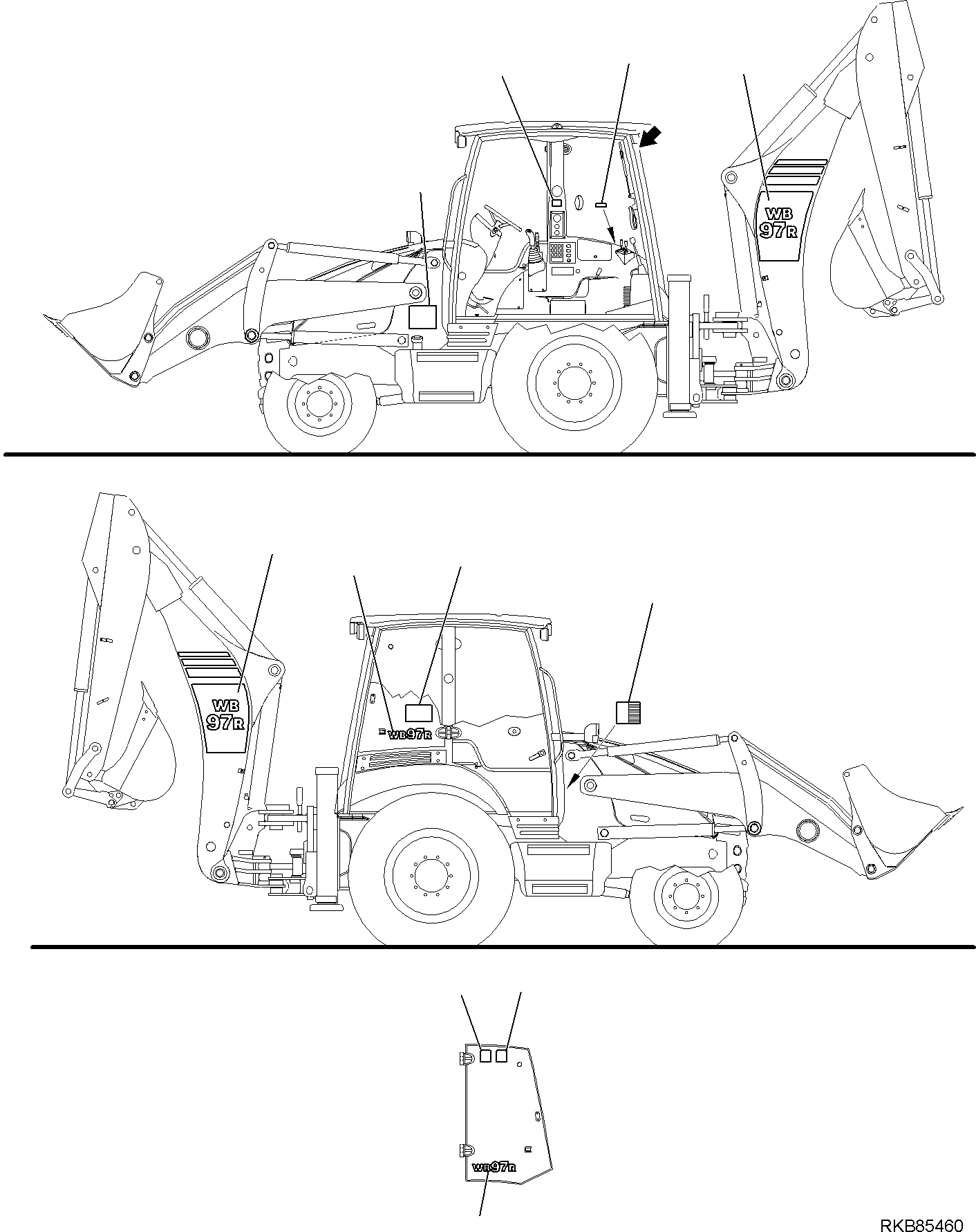 Backhoeloaders Komatsu / WB97R-5E0 S/N F80211 - UP(WB97R5E1) / MARK PLATE (WITH SIDE DIGGING BOOM) (3/3)(H-9015 : 9015)