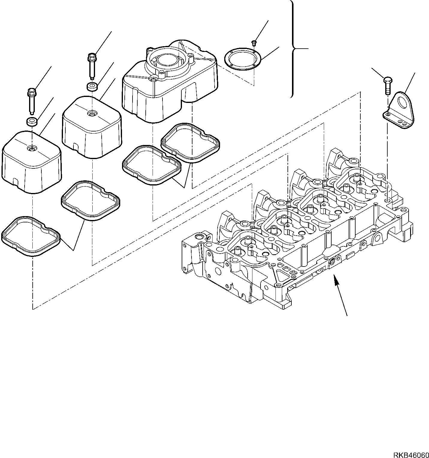Backhoeloaders Komatsu / WB97R-5E0 S/N F90001 - UP(WB97R5EX) / CYLINDER HEAD COVERS (1/2)(A-0109 : 0109)