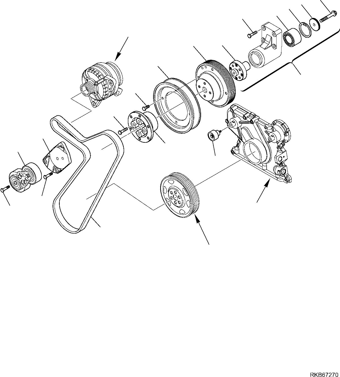 Backhoeloaders Komatsu / WB97R-5E0 S/N F90001 - UP(WB97R5EX) / WATER PUMP DRIVE(A-0501 : 0501)