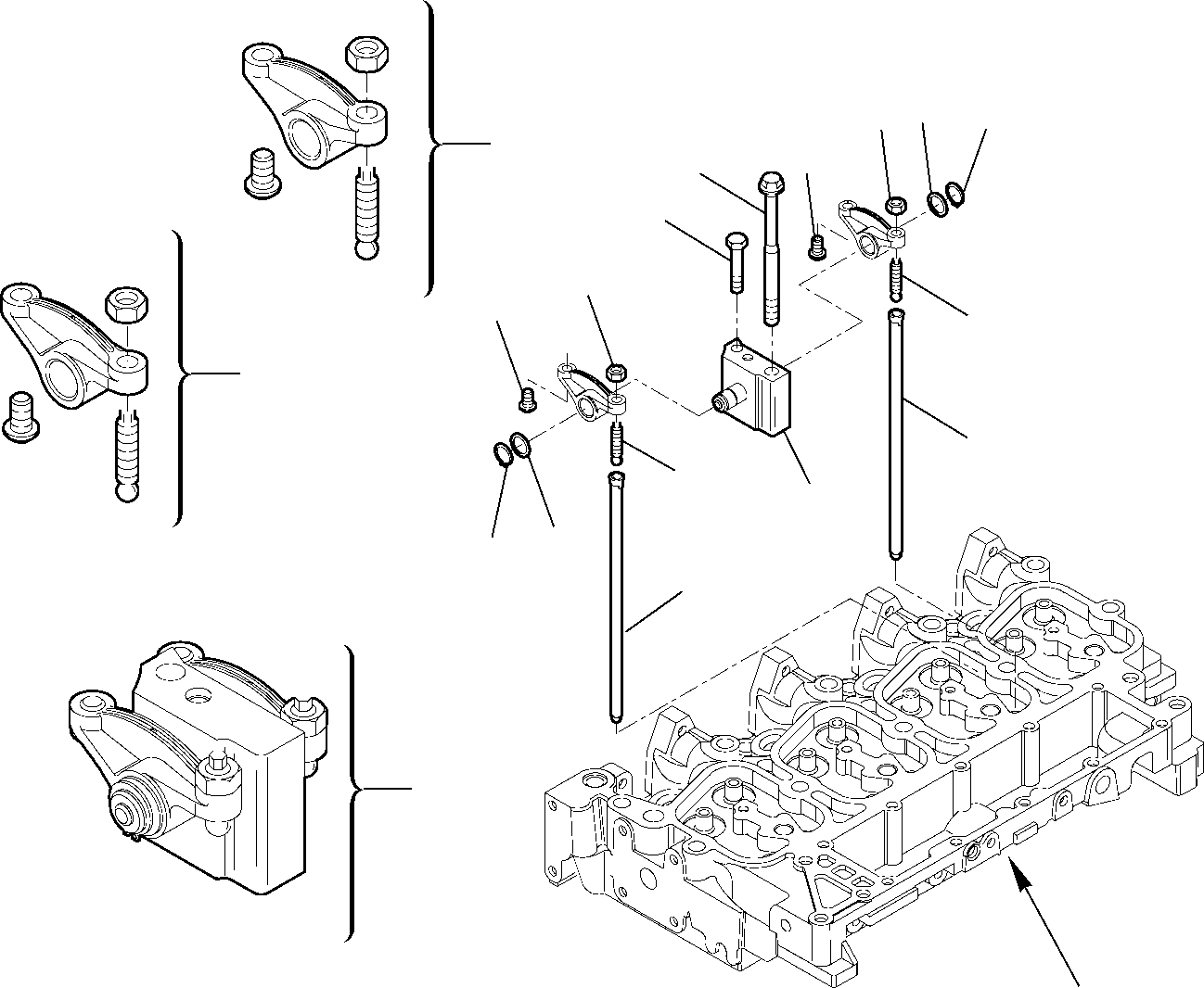 Komatsu parts book diagram for WB97S-5 S/N F00003-Up: CYLINDER HEAD (2/2)