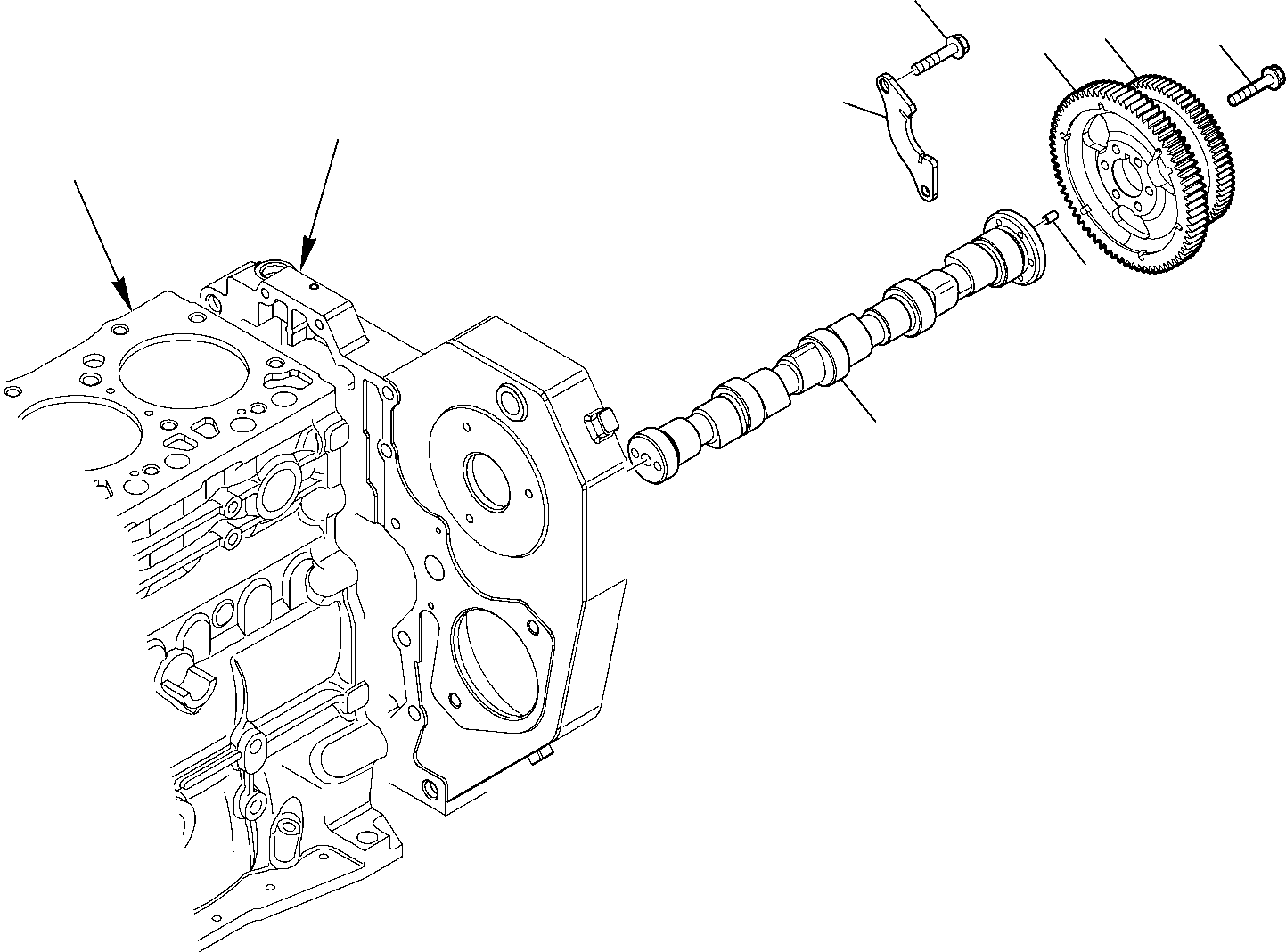 Komatsu parts book diagram for WB97S-5 S/N F00003-Up: CAMSHAFT AND DRIVING GEAR