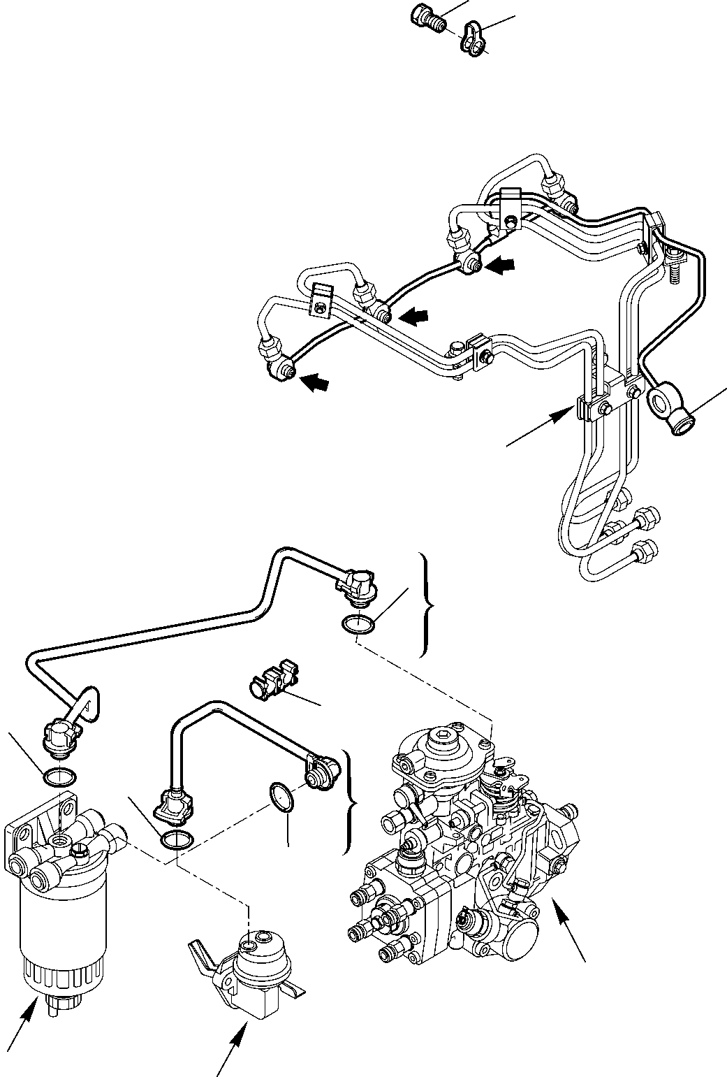 Komatsu parts book diagram for WB97S-5 S/N F00003-Up: FUEL LINE