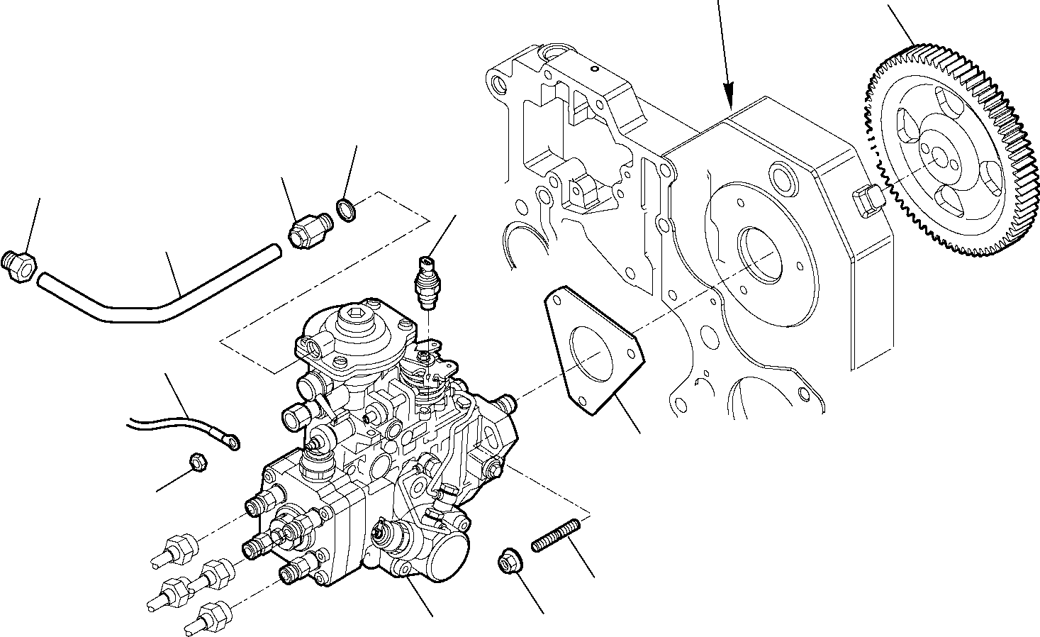 Komatsu parts book diagram for WB97S-5 S/N F00003-Up: FUEL INJECTION PUMP (1/2)