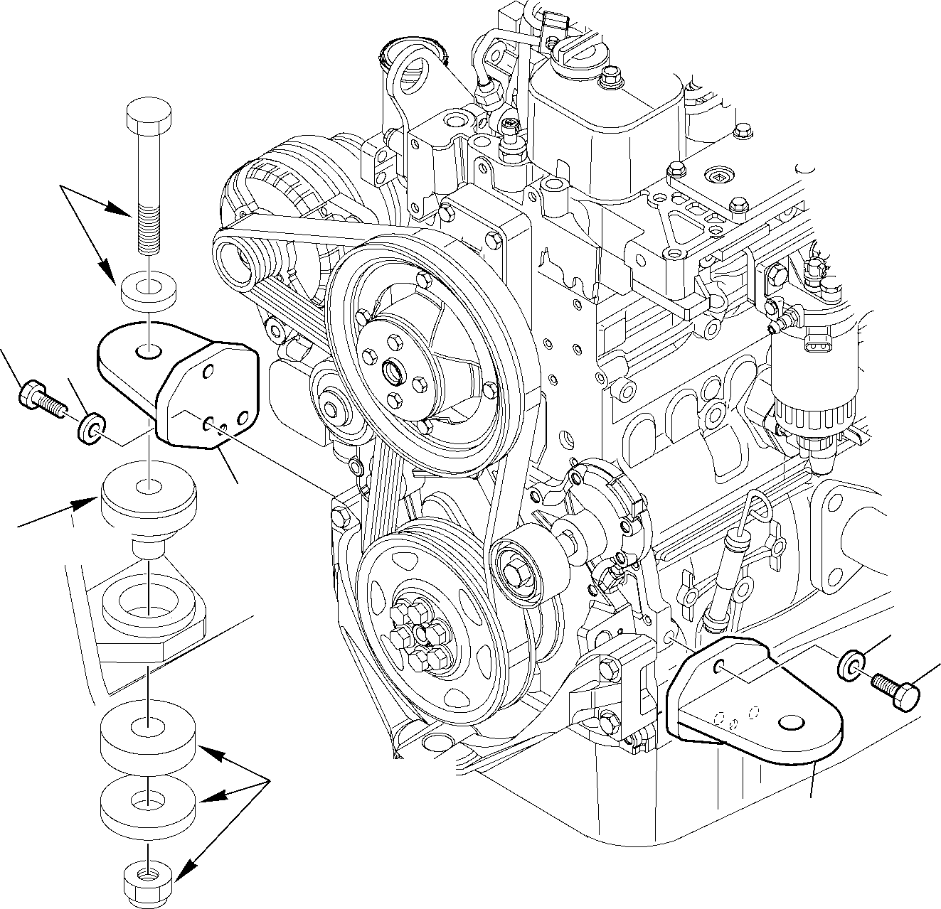 Komatsu parts book diagram for WB97S-5 S/N F00003-Up: ENGINE MOUNTING PARTS