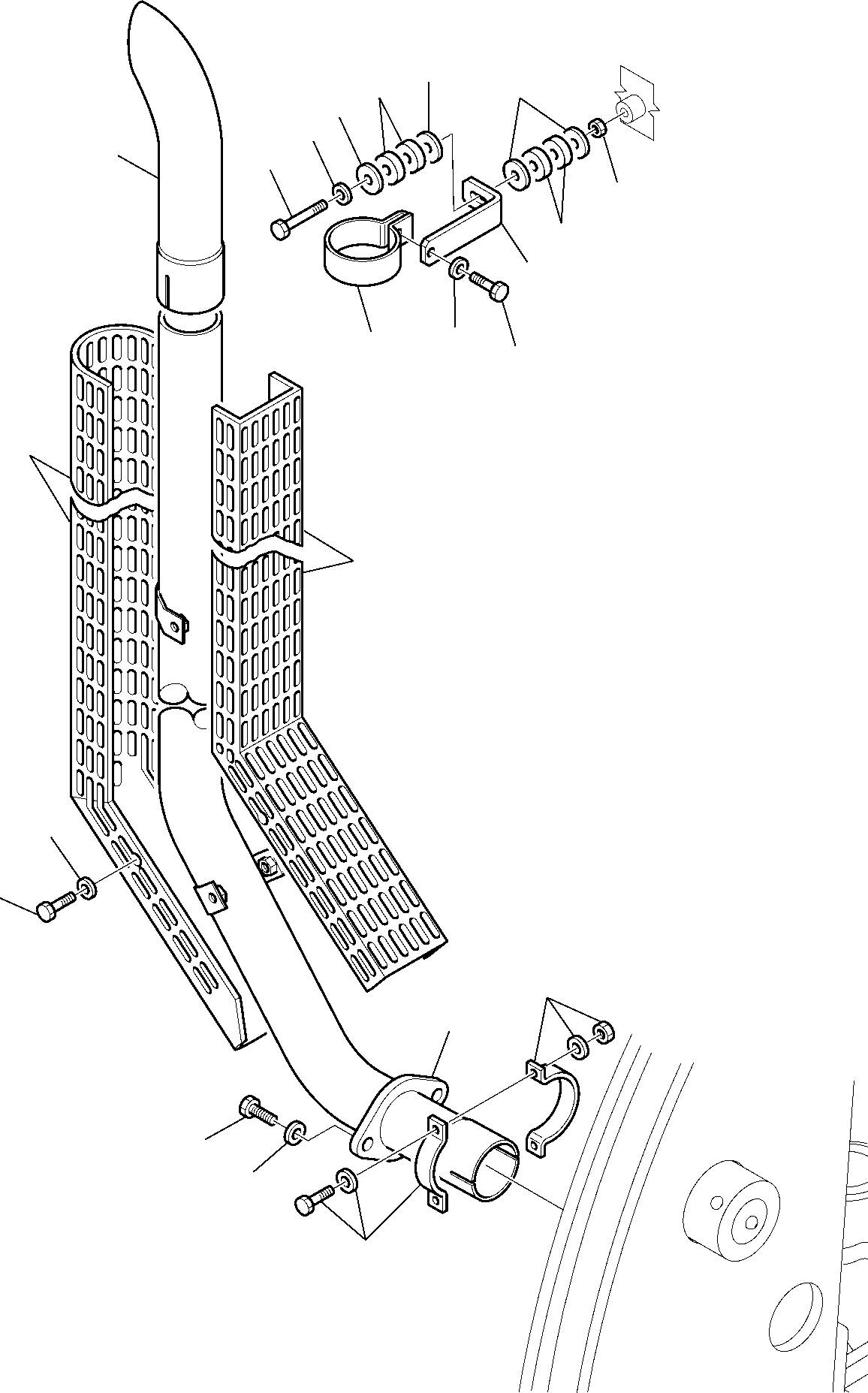 Backhoeloaders Komatsu / WB97S-5 S/N F00003-Up(WB97S5) / MUFFLER (2/2)(B-0070 : 1160)