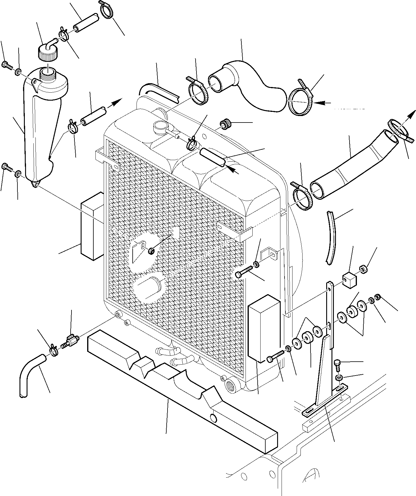 Komatsu parts book diagram for WB97S-5 S/N F00003-Up: RADIATOR (1/2)
