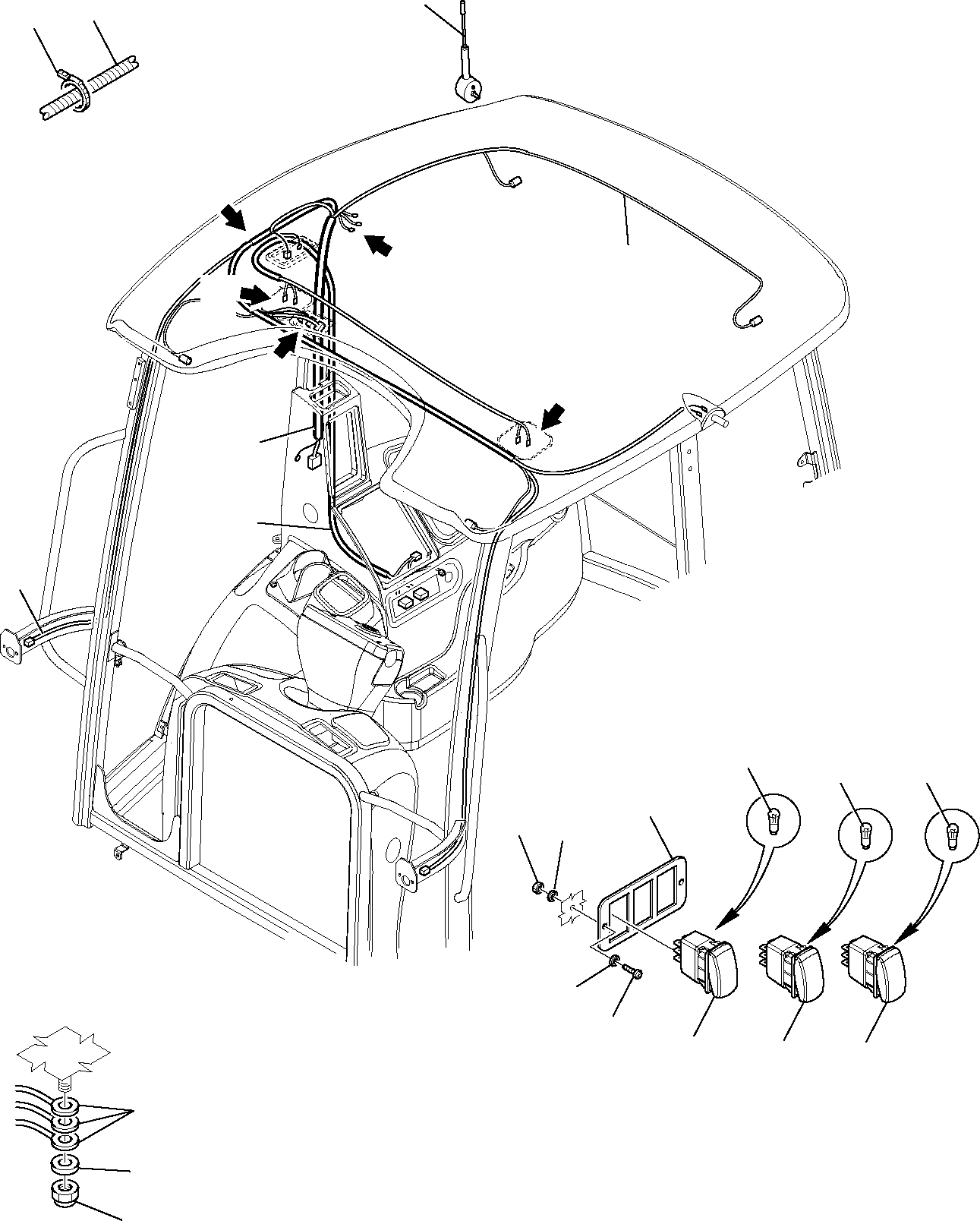 Backhoeloaders Komatsu / WB97S-5 S/N F00003-Up(WB97S5) / ELECTRICAL SYSTEM (CAB) (1/5)(B-0200 : 1560)