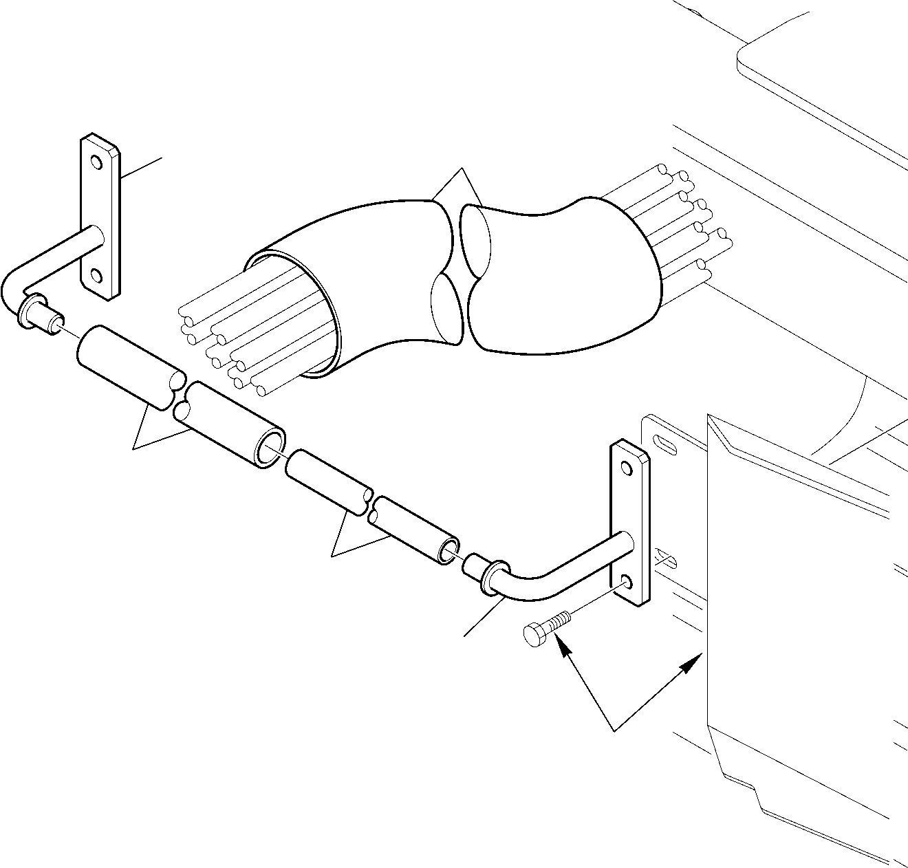 Komatsu parts book diagram for WB97S-5 S/N F00003-Up: HOSES BACKHOE PROTECTION