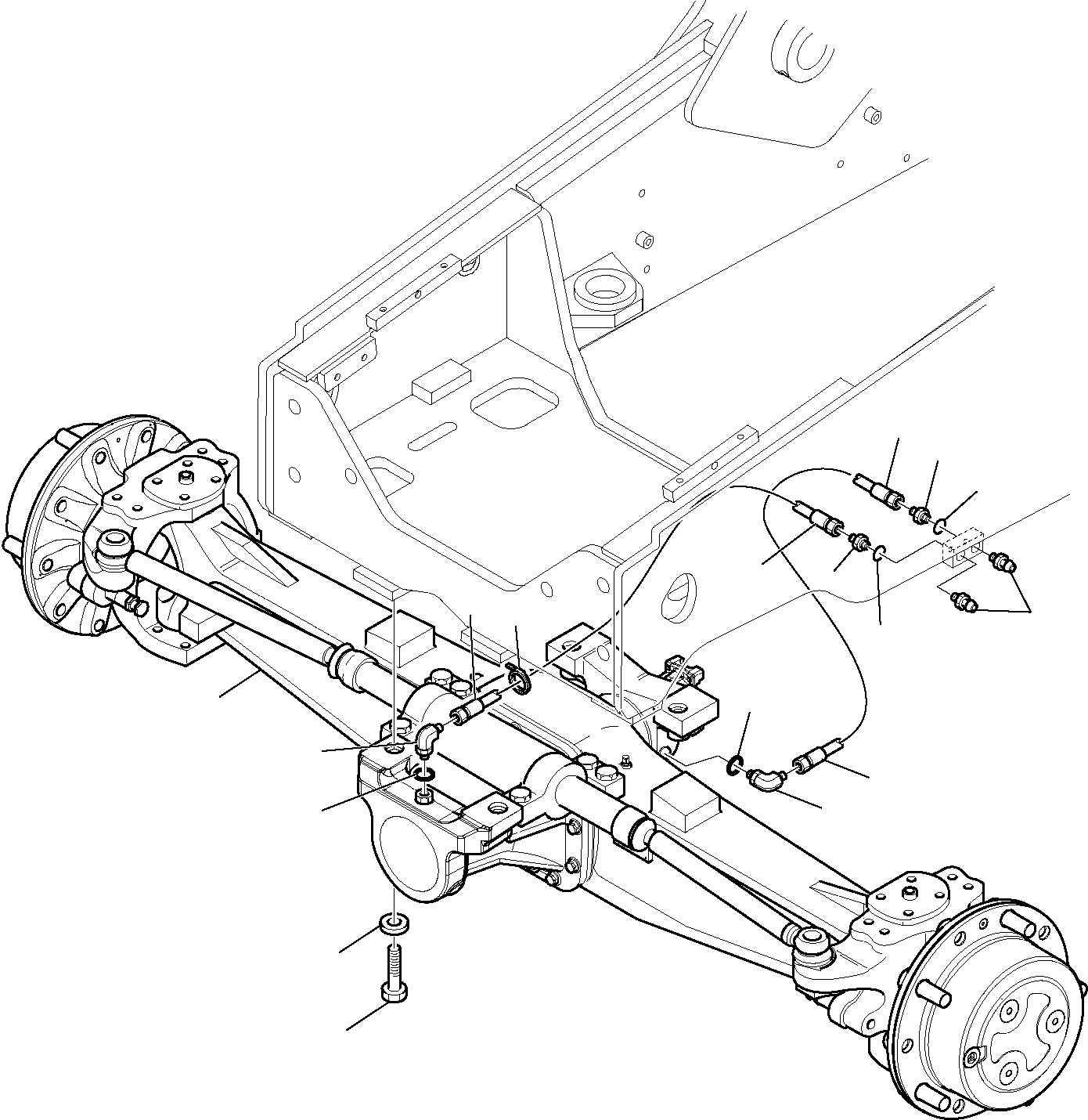 Komatsu parts book diagram for WB97S-5 S/N F00003-Up: FRONT AXLE FIXING