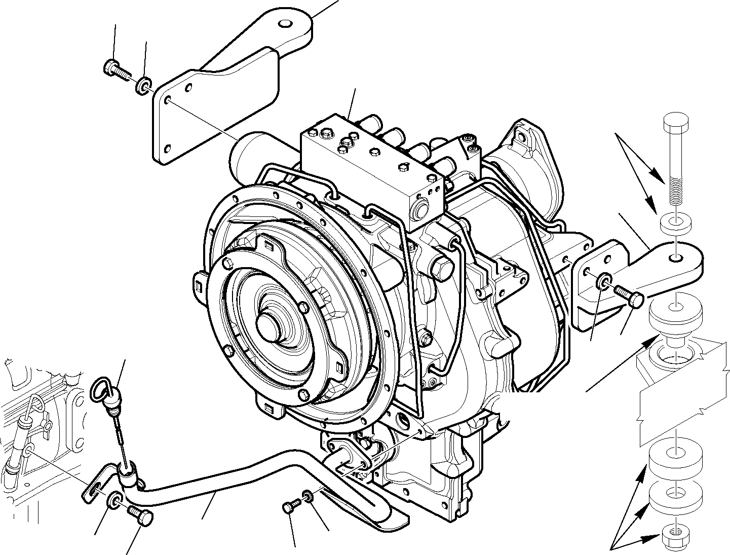 Komatsu parts book diagram for WB97S-5 S/N F00003-Up: TRANSMISSION FIXING