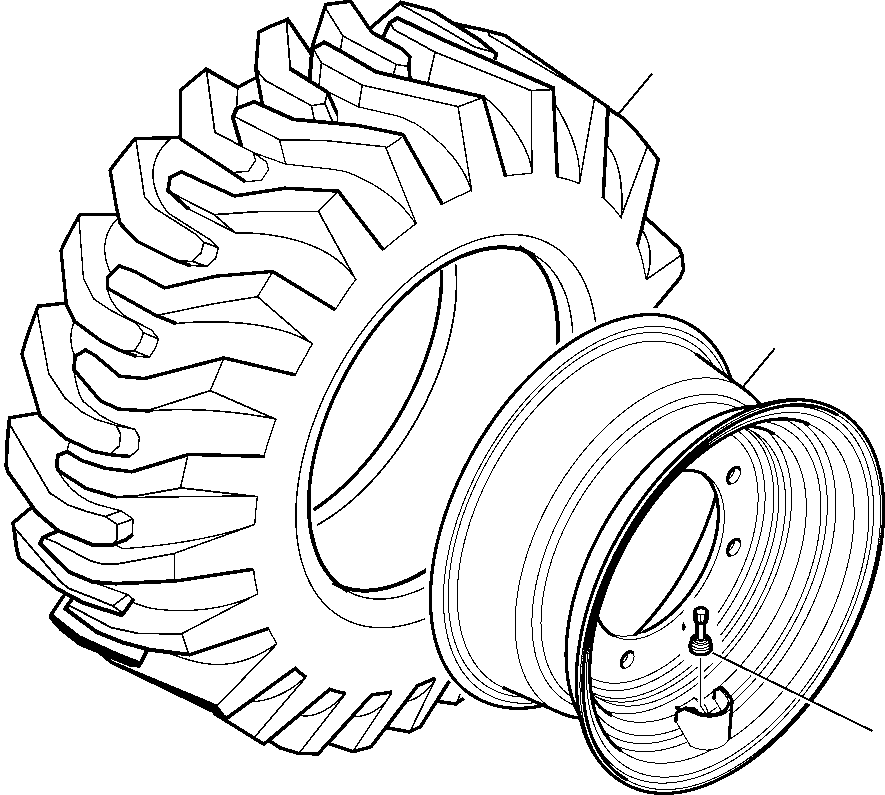 Komatsu parts book diagram for WB97S-5 S/N F00003-Up: WHEELS (16.9R24XM37 148A8/145B))