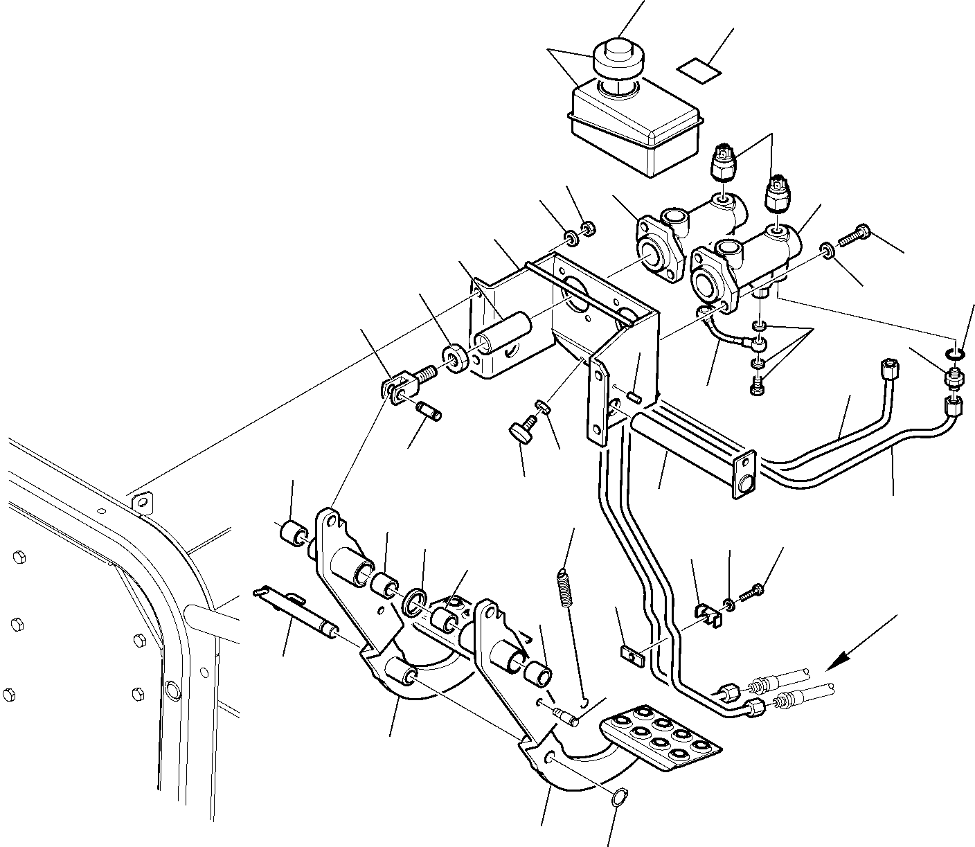 Komatsu parts book diagram for WB97S-5 S/N F00003-Up: BRAKING CONTROL PEDAL