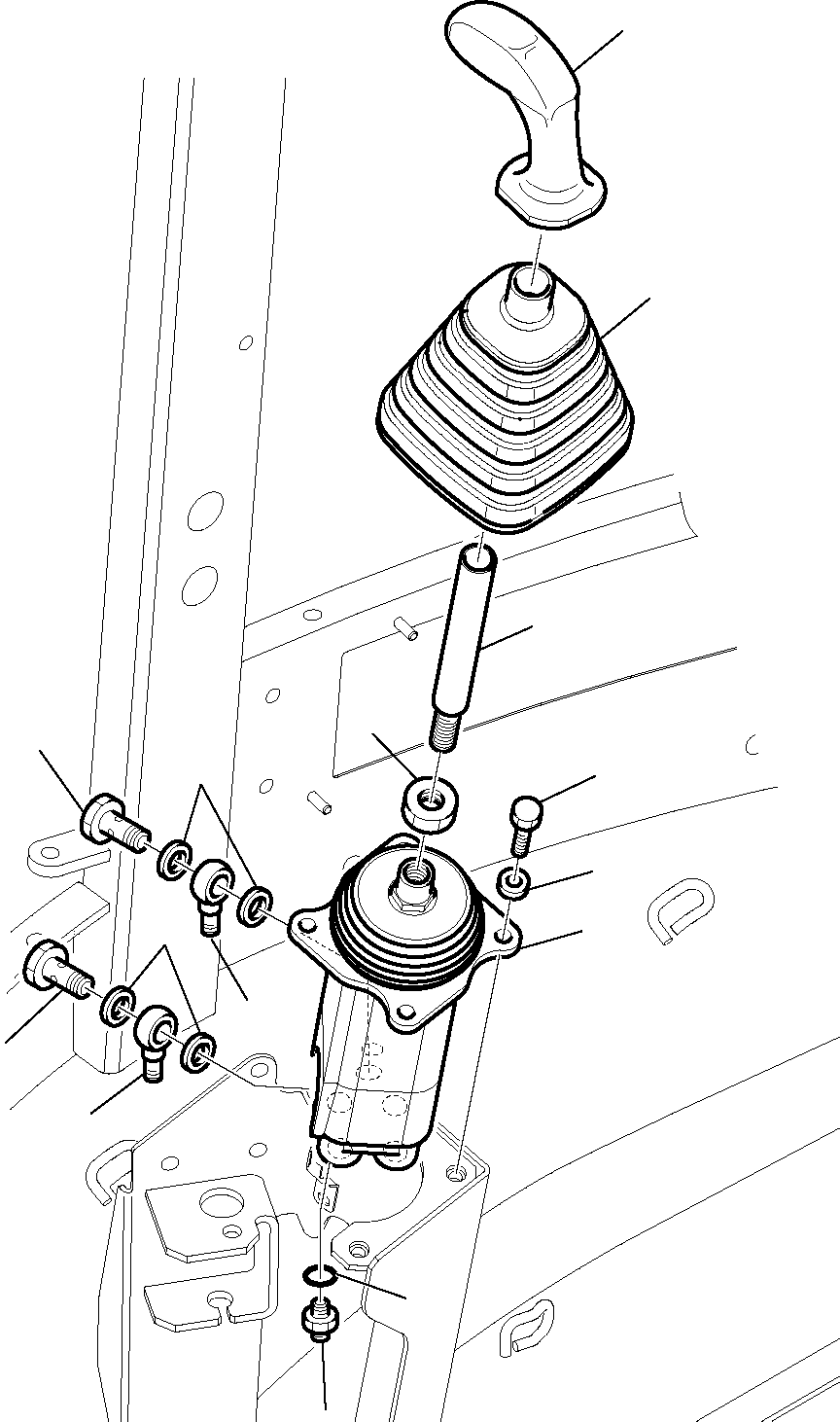 Komatsu parts book diagram for WB97S-5 S/N F00003-Up: SHOVEL CONTROL LEVER (FLOAT + RETURN TO DIG)