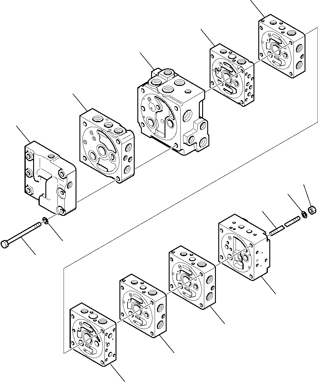 Komatsu parts book diagram for WB97S-5 S/N F00003-Up: 8-SPOOL CONTROL VALVE (1/16)