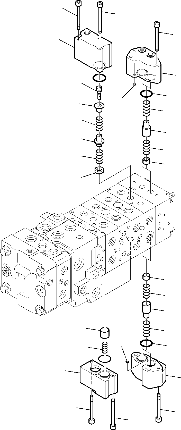 Komatsu parts book diagram for WB97S-5 S/N F00003-Up: 8-SPOOL CONTROL VALVE (9/16)