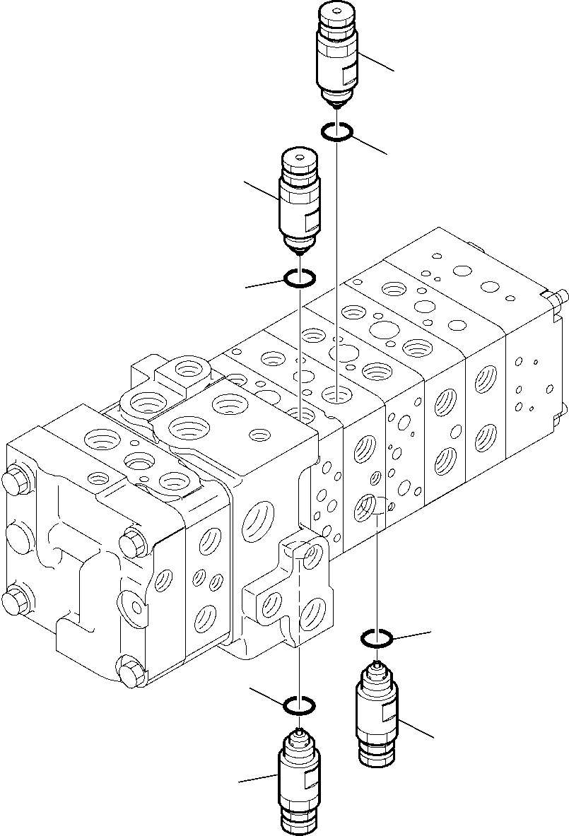 Komatsu parts book diagram for WB97S-5 S/N F00003-Up: 8-SPOOL CONTROL VALVE (15/16)