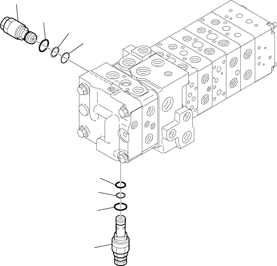 Komatsu parts book diagram for WB97S-5 S/N F00003-Up: 8-SPOOL CONTROL VALVE (16/16)