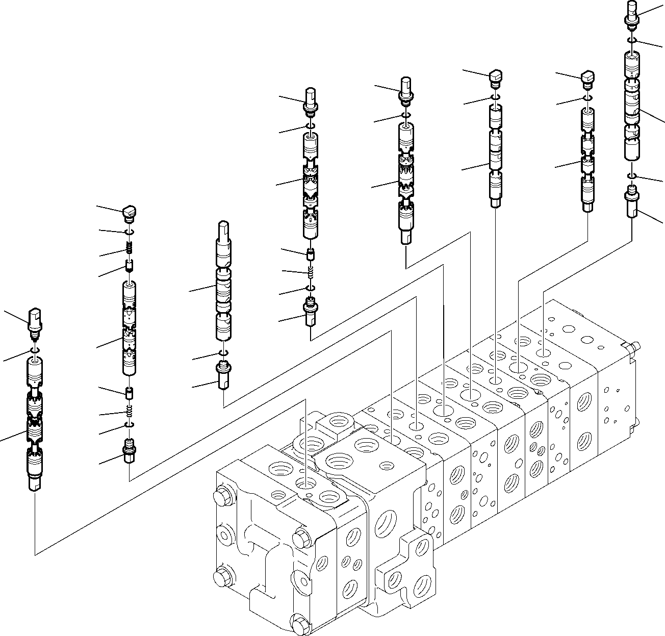 Komatsu parts book diagram for WB97S-5 S/N F00003-Up: 10-SPOOL CONTROL VALVE (6/16)